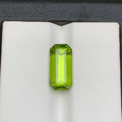 Vivid Green Natural Peridot Ring Pendant Loose Gemstone 5.35Ct Emerald Cut-Jewel