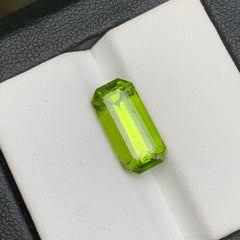 Vivid Green Natural Peridot Ring Pendant Loose Gemstone 5.35Ct Emerald Cut-Jewel