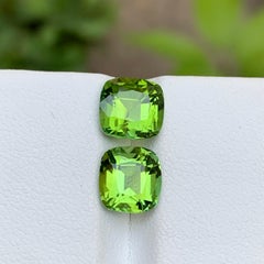Vivid Green Natural Tourmaline Earrings Gemstones 4.35 Ct Cushion Cut  Joaillerie