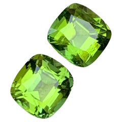 Pendientes de turmalina natural verde vivo Piedras preciosas 4,35 qt talla cojín  Joyería