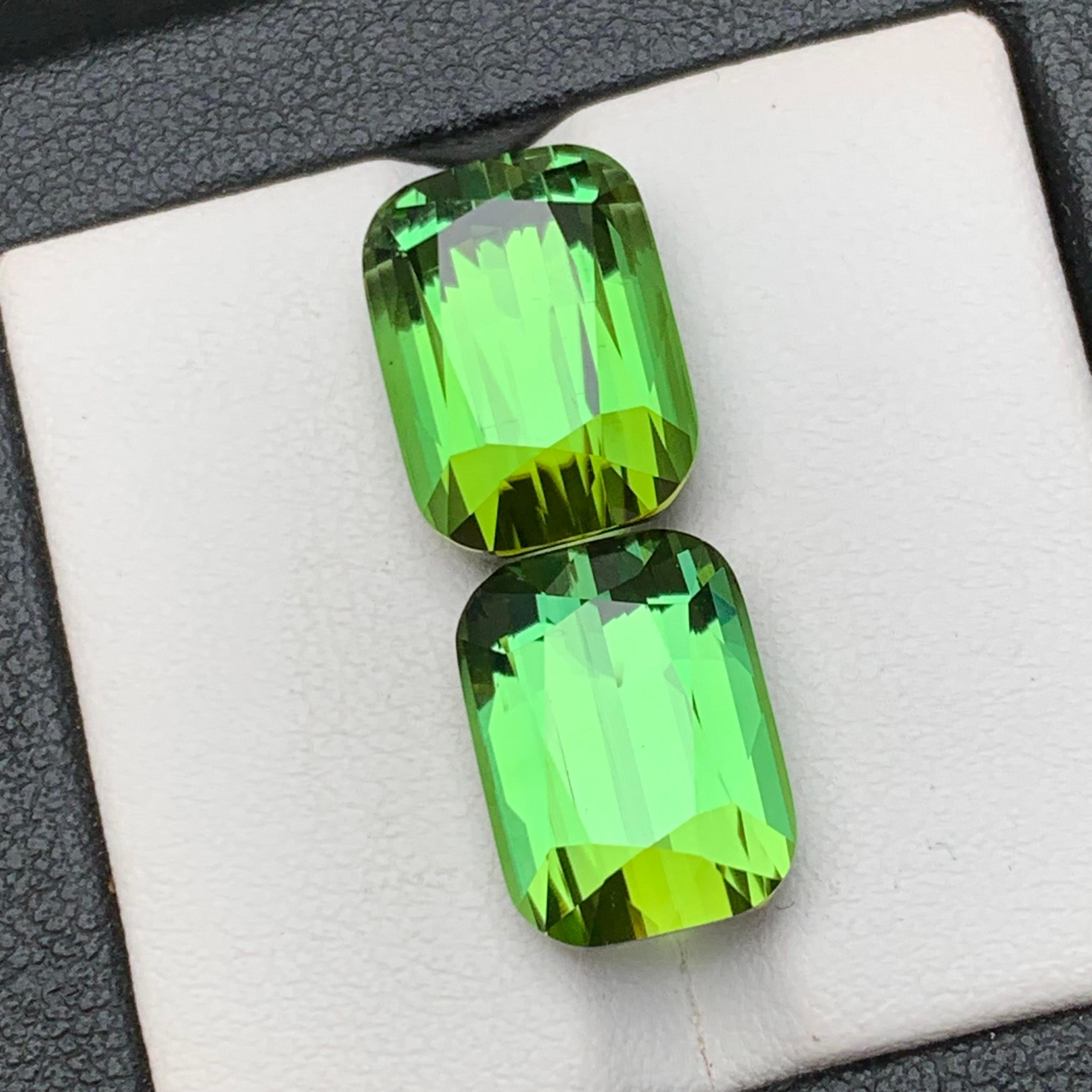 Orecchini con tormalina naturale verde vivo, ciondolo con gemme sciolte 18,90 ct-gioielli in vendita 4