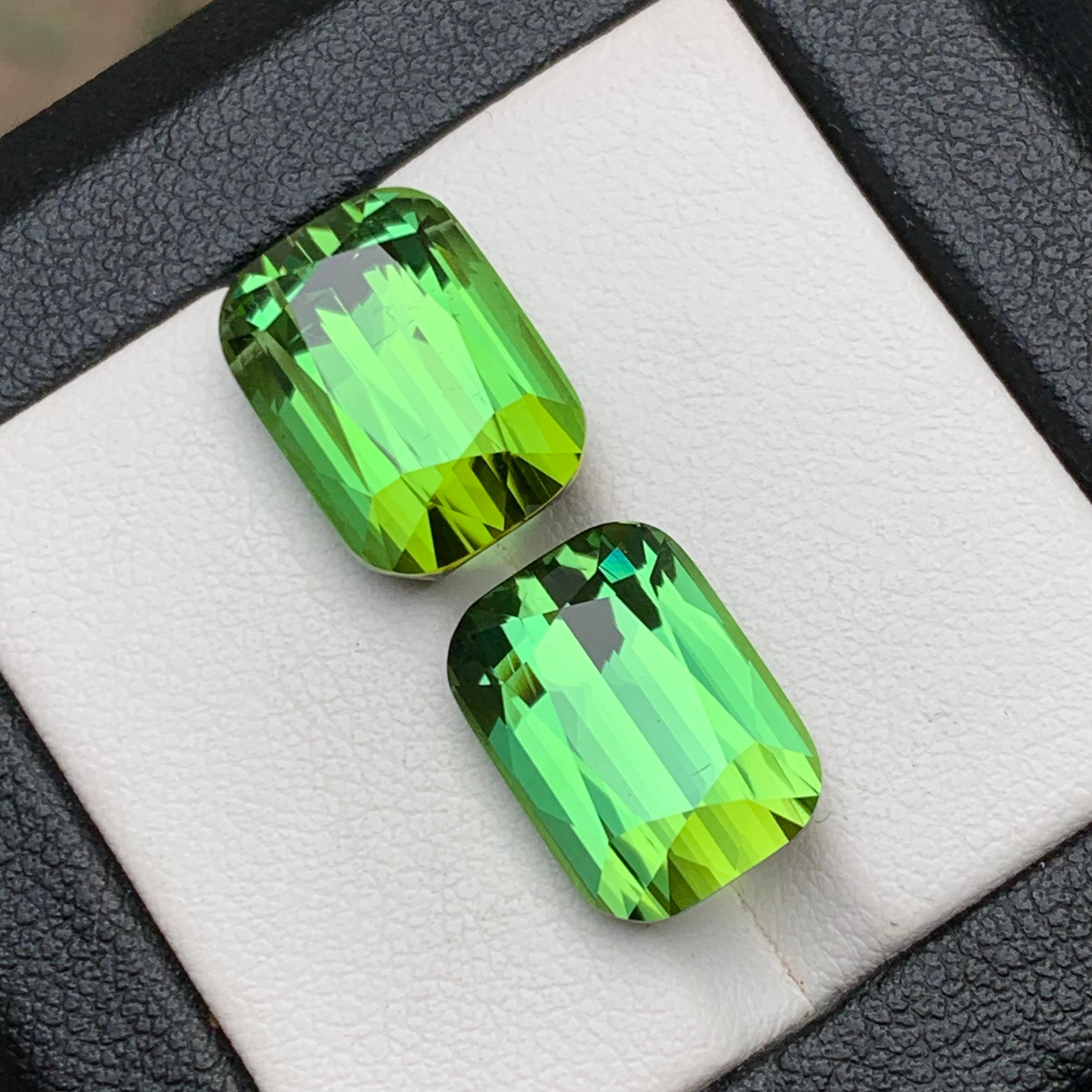 Orecchini con tormalina naturale verde vivo, ciondolo con gemme sciolte 18,90 ct-gioielli in vendita 6