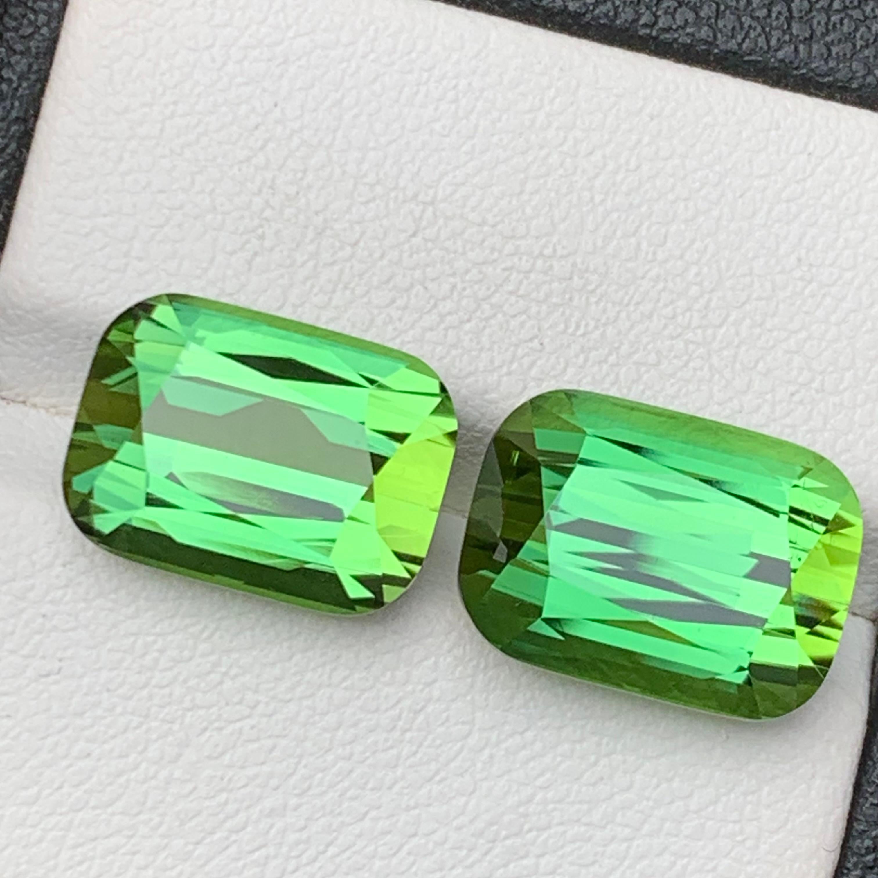 Orecchini con tormalina naturale verde vivo, ciondolo con gemme sciolte 18,90 ct-gioielli in vendita 3