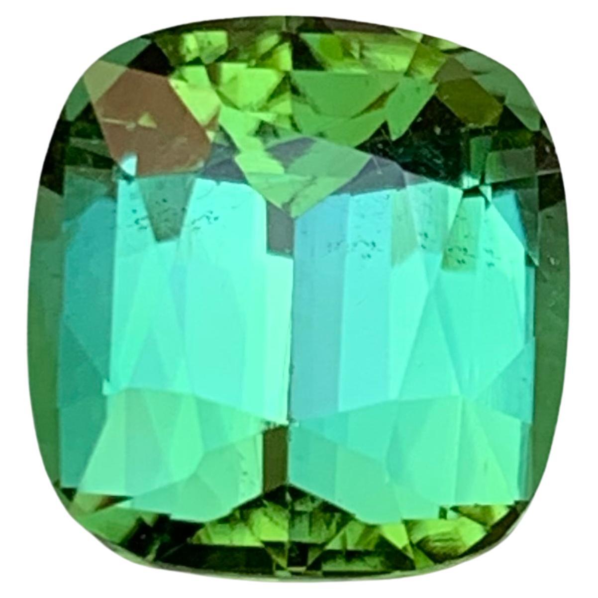 Vivid Green Natural Tourmaline Gemstone 5.75Ct Cushion Cut  Ring, Pendant Jewel