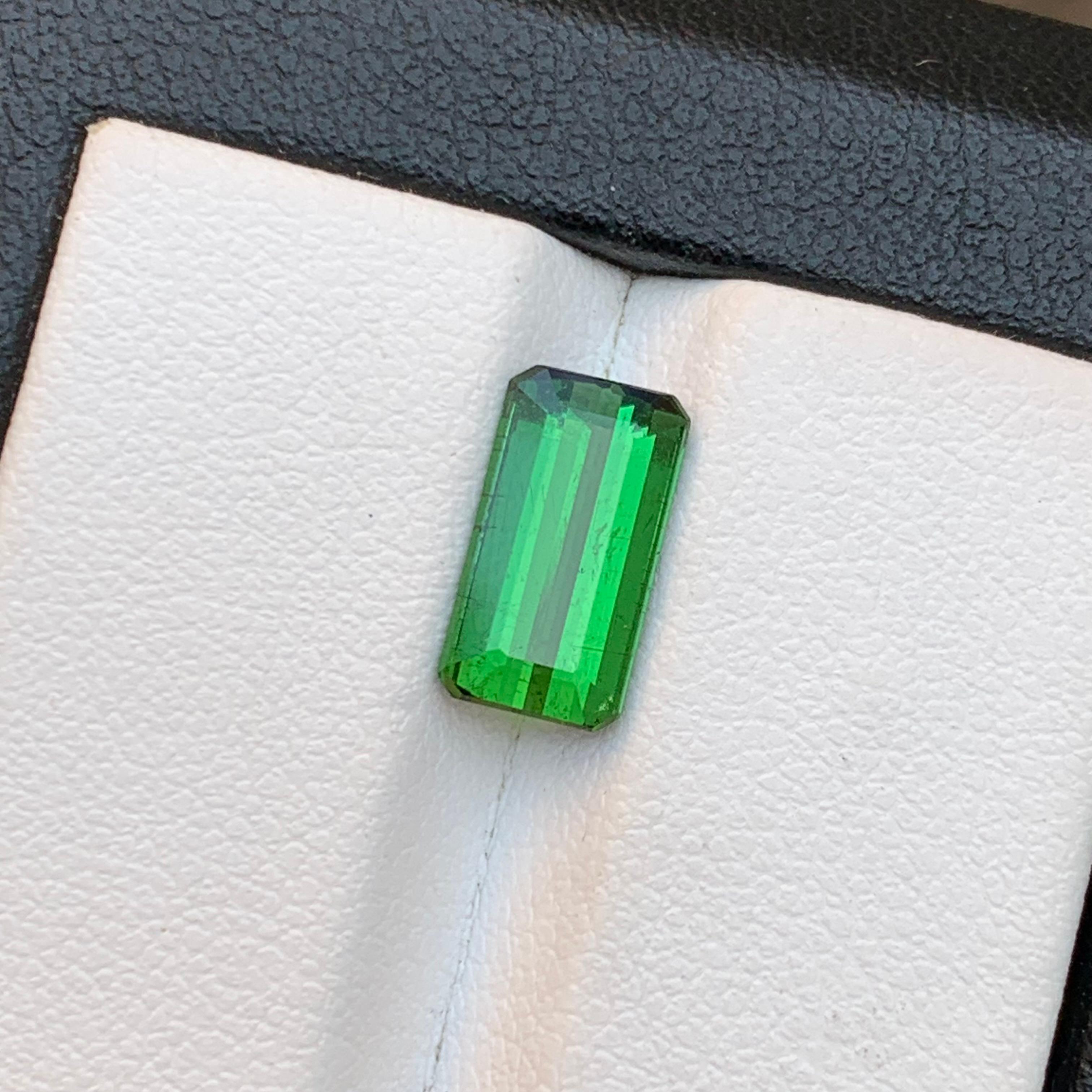 Vivid Green Natural Tourmaline Ring Loose Gemstone 2.65 Ct Emerald Cut-Jewelry For Sale 5