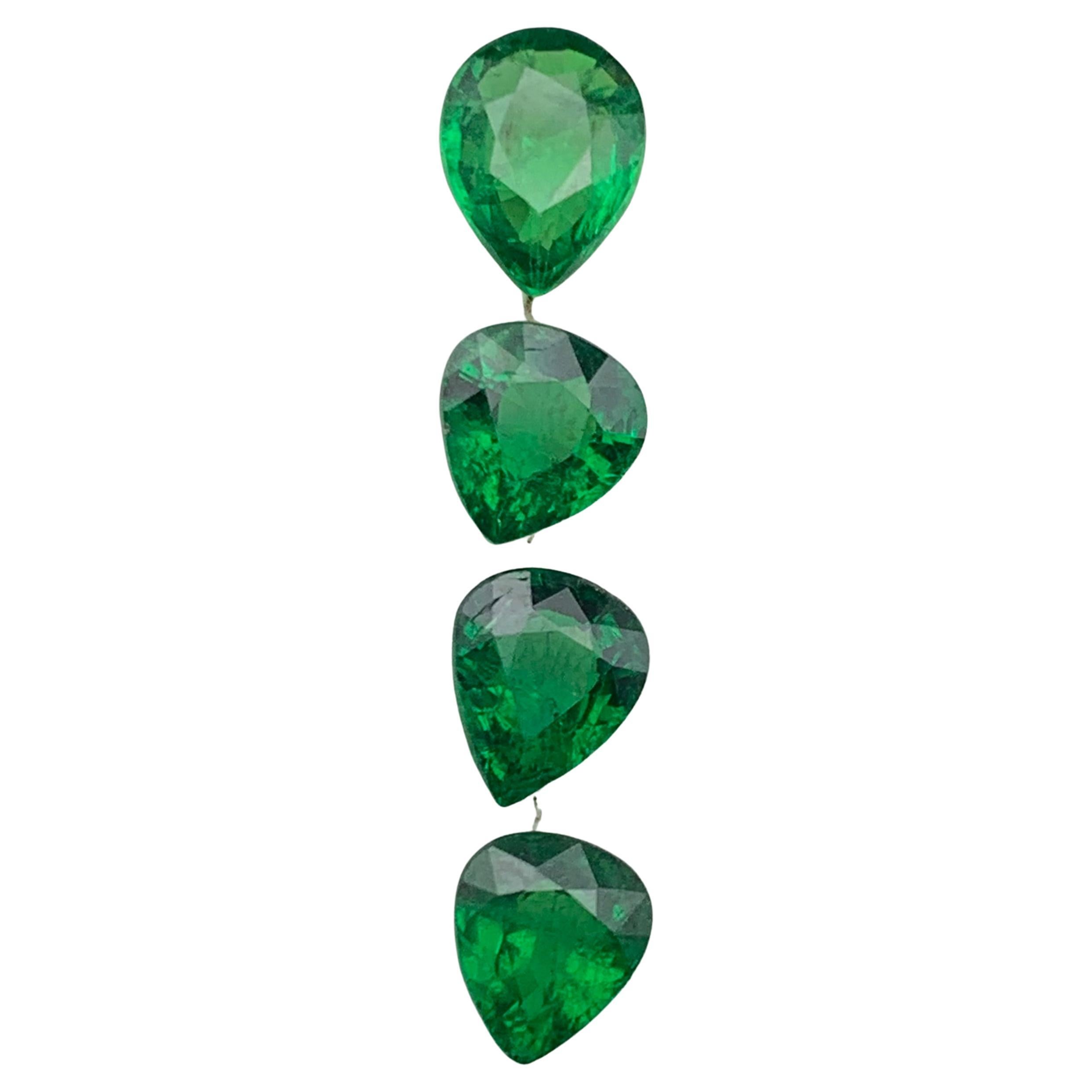 Lot de pierres précieuses en vrac de couleur vert vif Tsavorite 4.6Ct taille poire pour bague-bijoux