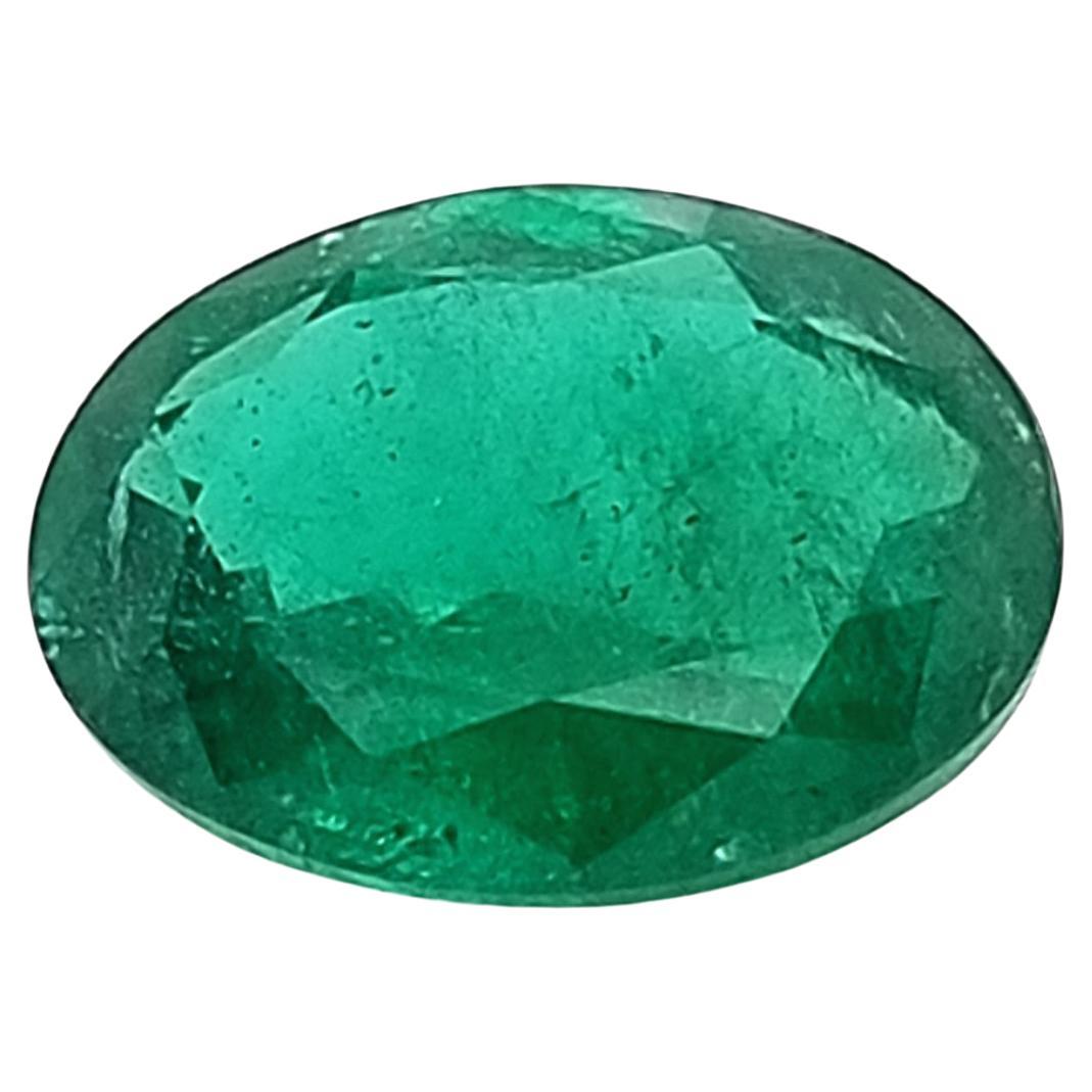 Vivid Green Oval Zambian Emerald 7.97 TCW For Sale