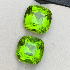 Juego de piedras sueltas naturales de peridoto verde vivo de 10.50 ct talla cojín para joyería