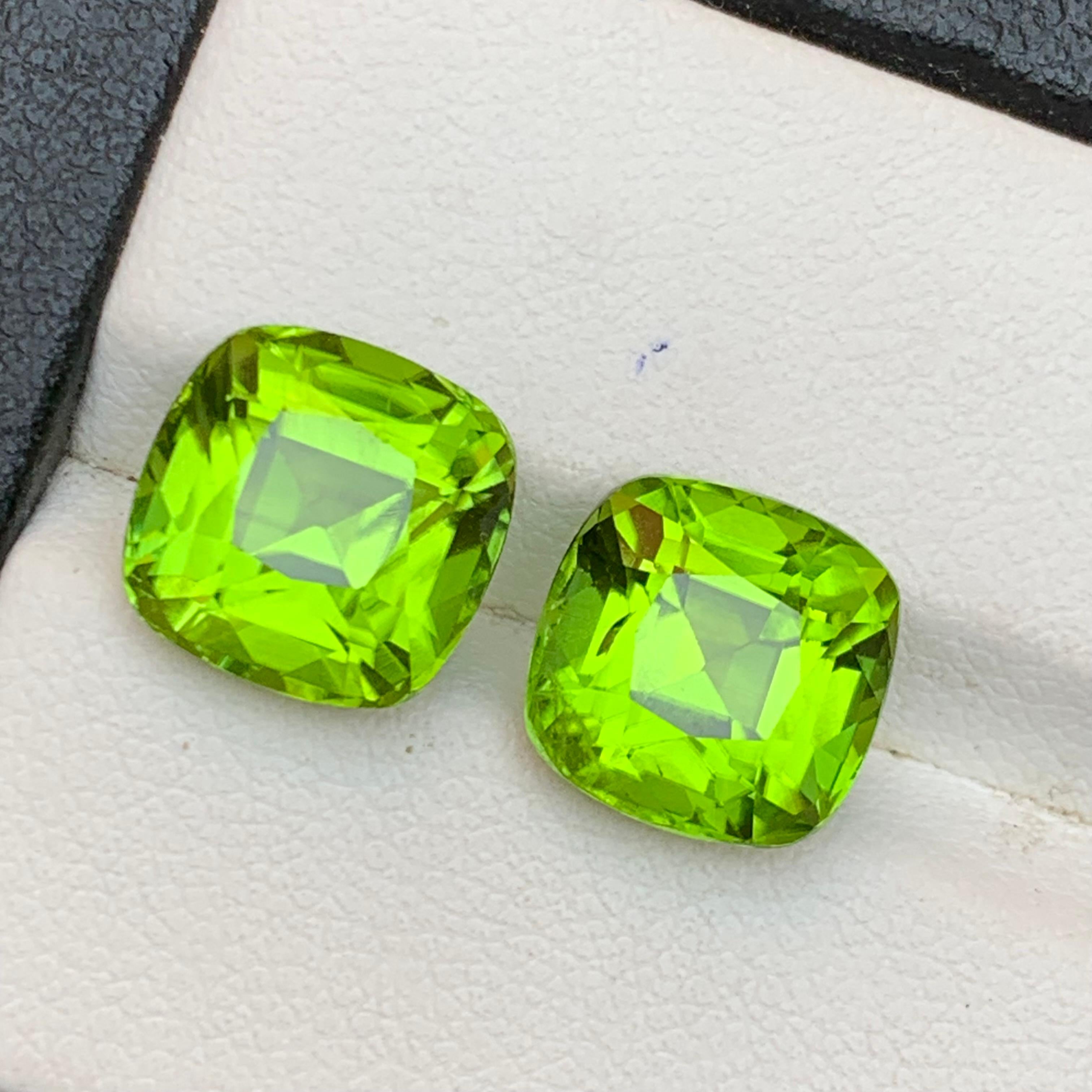 Peridoto verde vivo 10.50 carati taglio cuscino Set di gemme naturali sfuse per gioielli in vendita 3