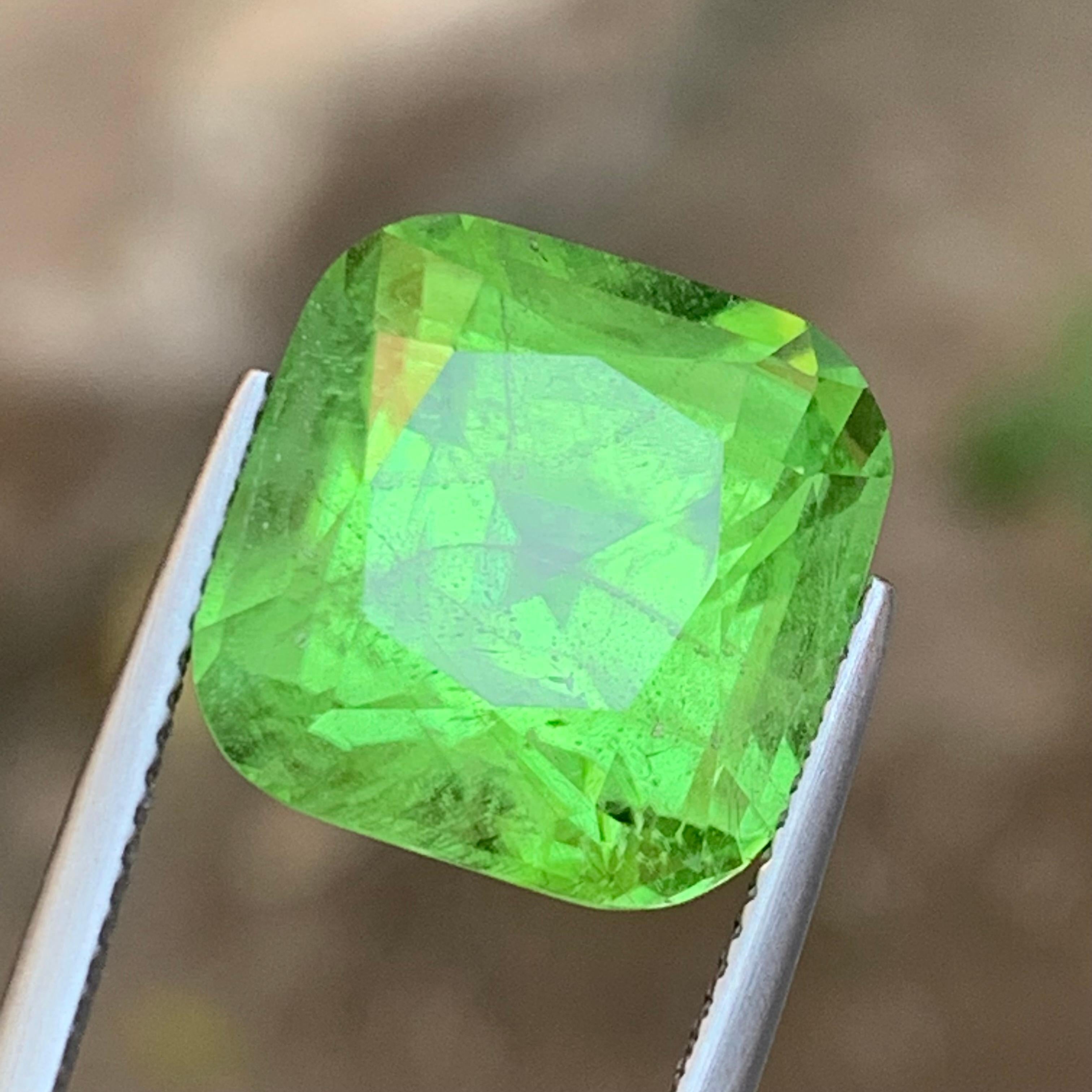 Greene & Greene Greene 13.80 Ct Natural Loose Gemstone Square Cushion Cut (péridot vert vif, taille coussin)  Joaillerie en vente 3