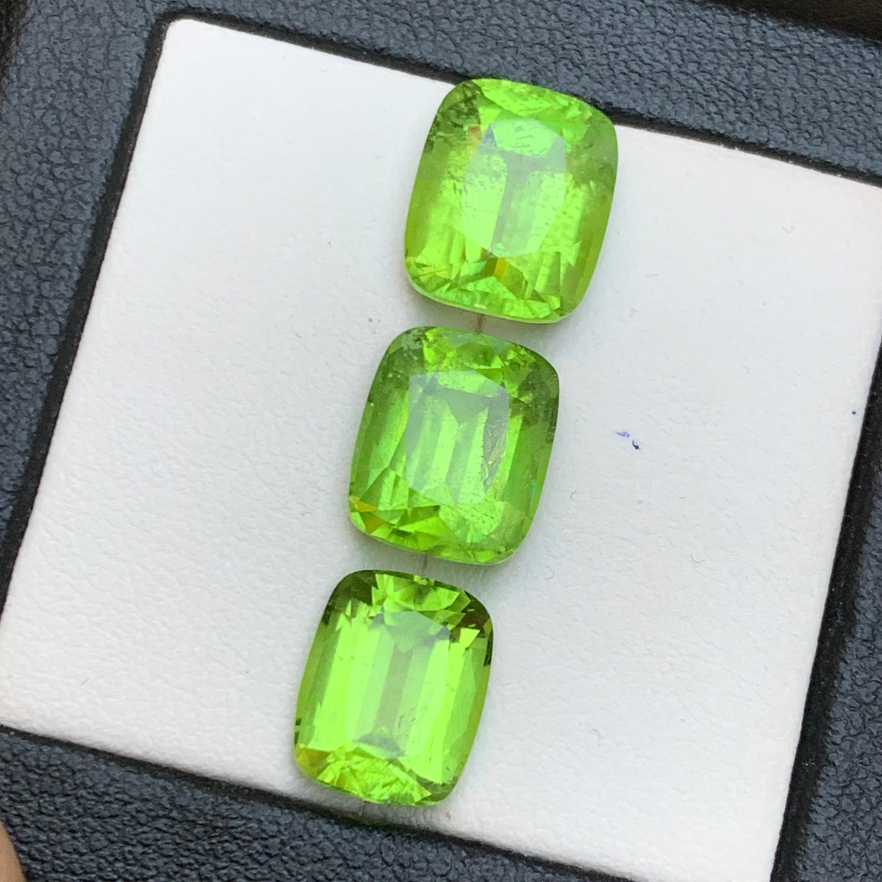 Peridoto verde vivo 14,57 Ct Taglio Cuscino Gemme Naturali Sciolte Pacco-Gioielli in vendita 5