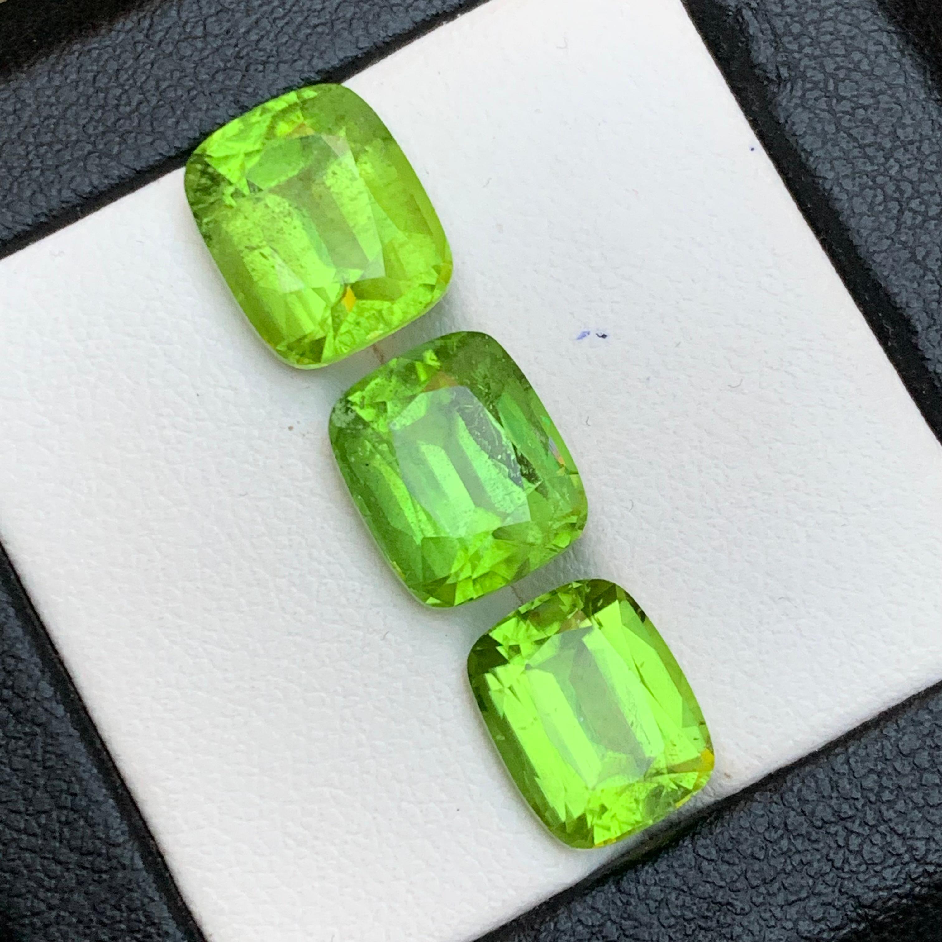 Peridoto verde vivo 14,57 Ct Taglio Cuscino Gemme Naturali Sciolte Pacco-Gioielli in vendita 3