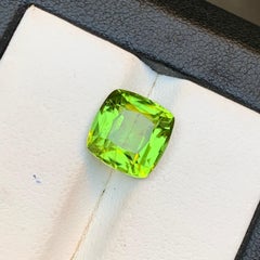 Vivid Green Peridot 4.20 Ct Cushion Cut Natural Loose Gemstone for Ring-Jewelry