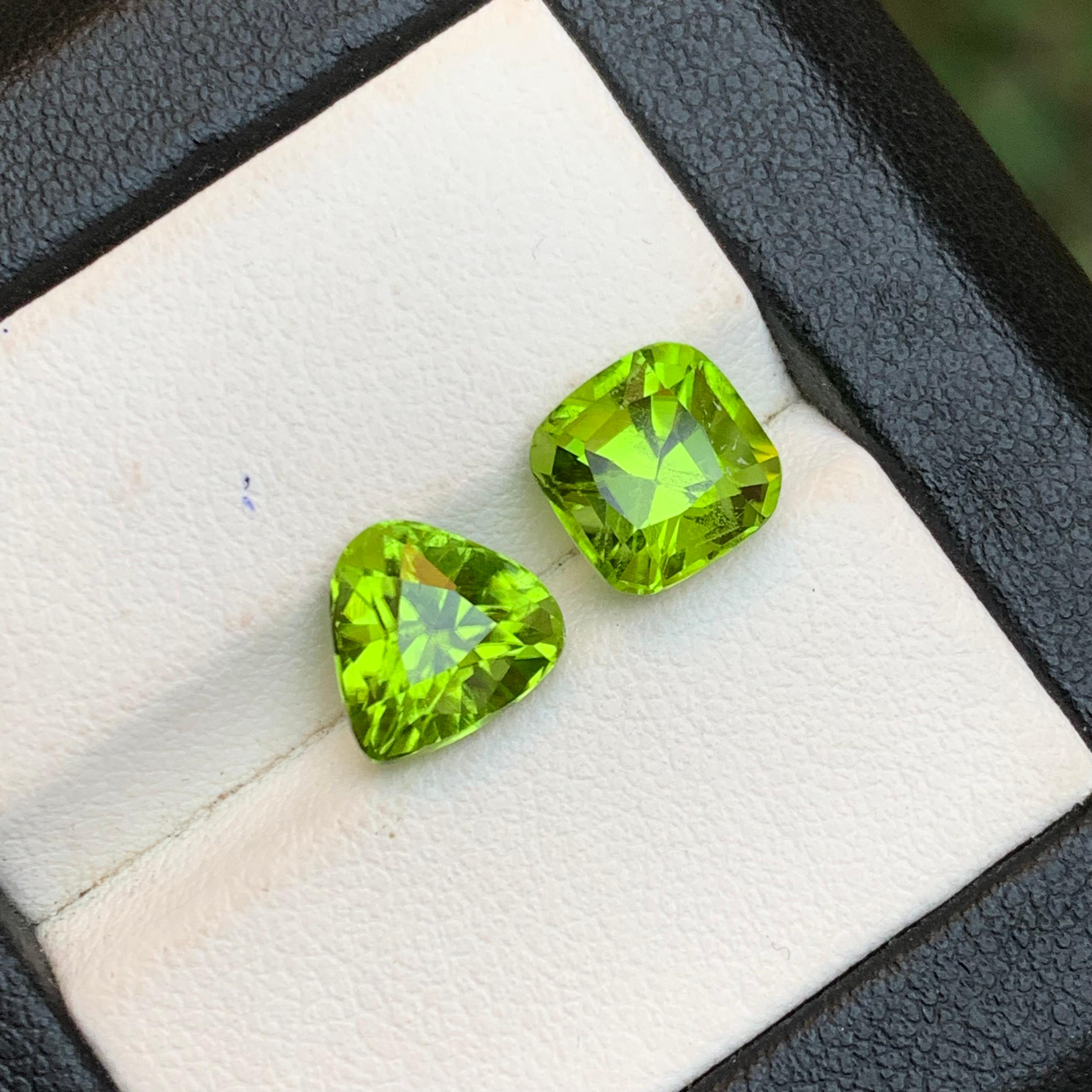 Peridoto verde vivo da 5,50 carati con taglio a cuscino e a pera - Gemme naturali sfuse - Gioielleria in vendita 4