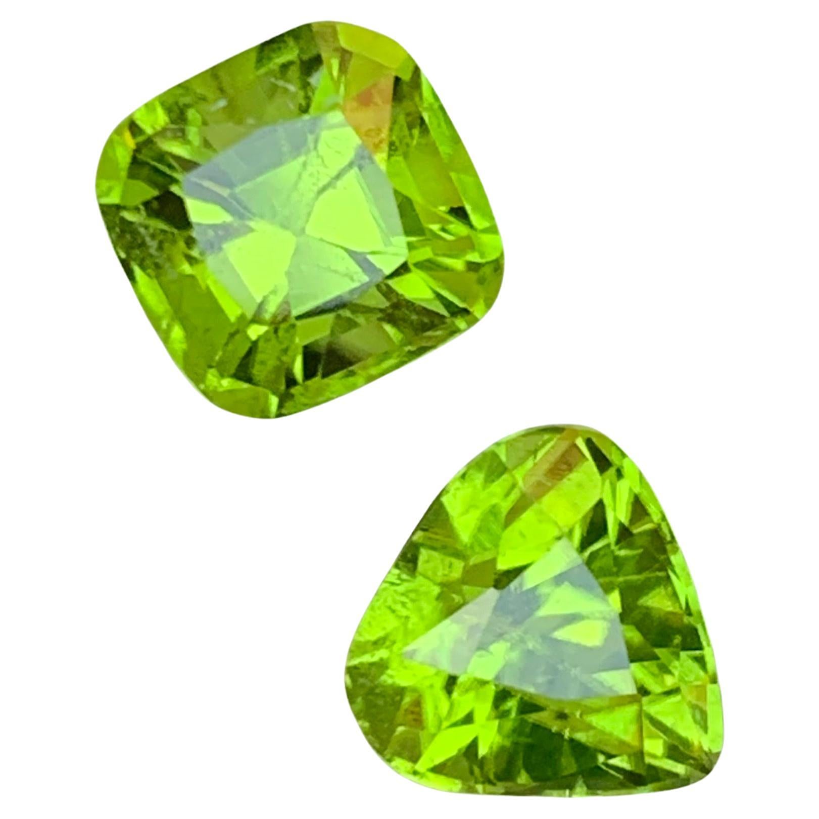 Peridoto verde vivo da 5,50 carati con taglio a cuscino e a pera - Gemme naturali sfuse - Gioielleria in vendita