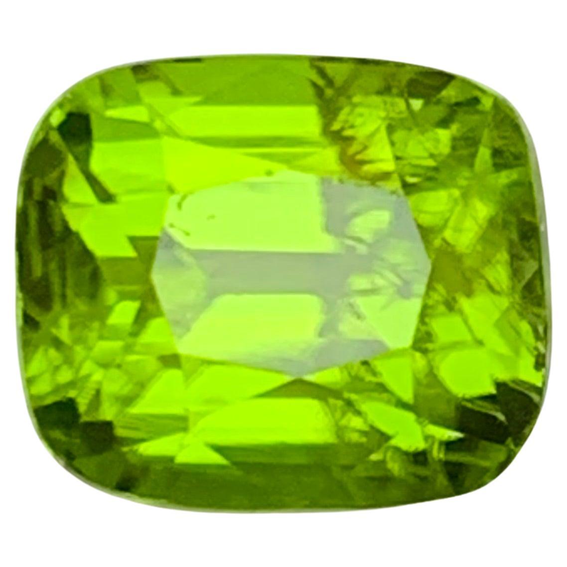 Vivid Green Peridot 6.50 Carat Cushion Cut Natural Loose Gemstone for Ring Jewel