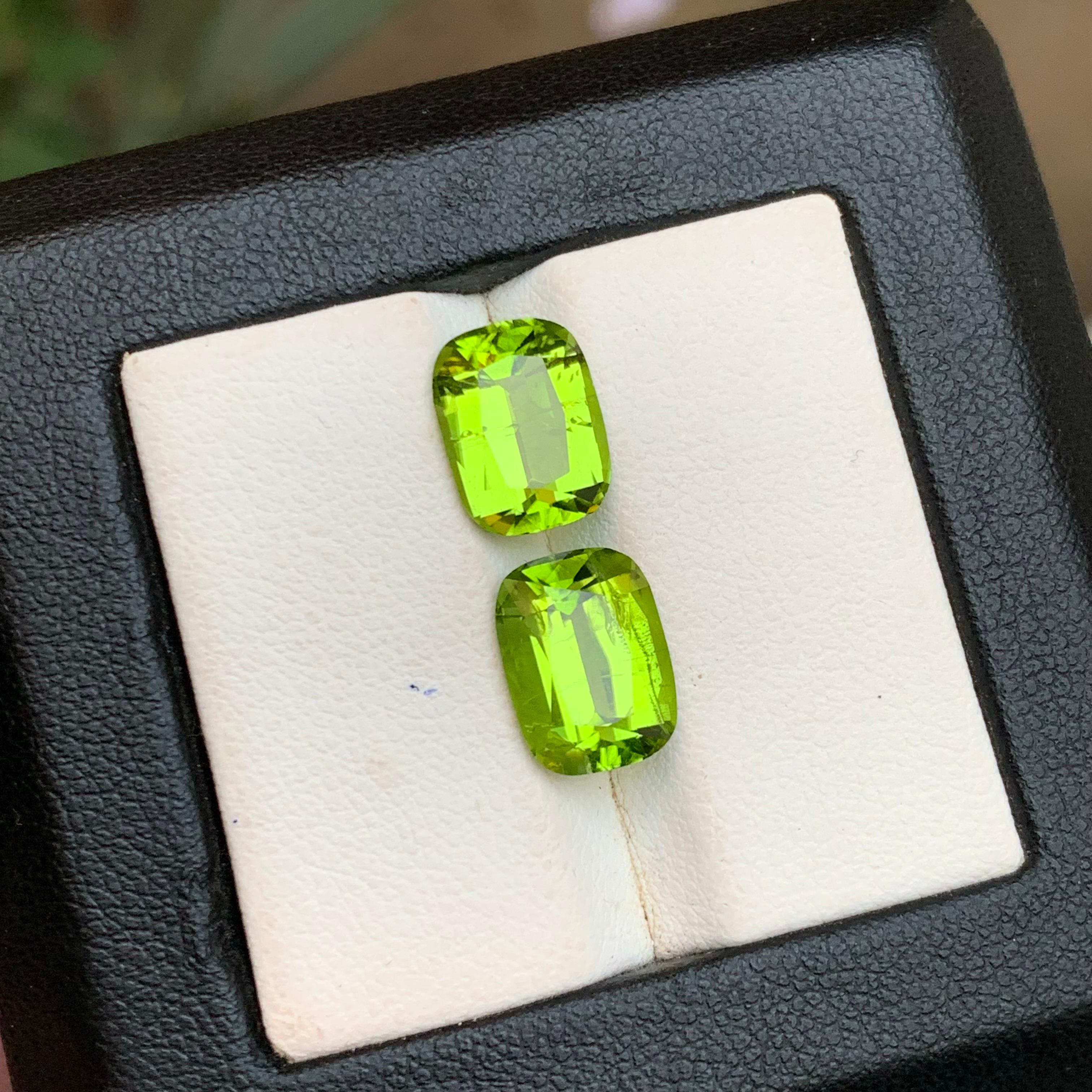 Peridot vert vif 6.81 Ct Cushion Cut Natural Loose Gemstones Set for Jewelry (Jeu de pierres précieuses en vrac pour bijoux) en vente 4