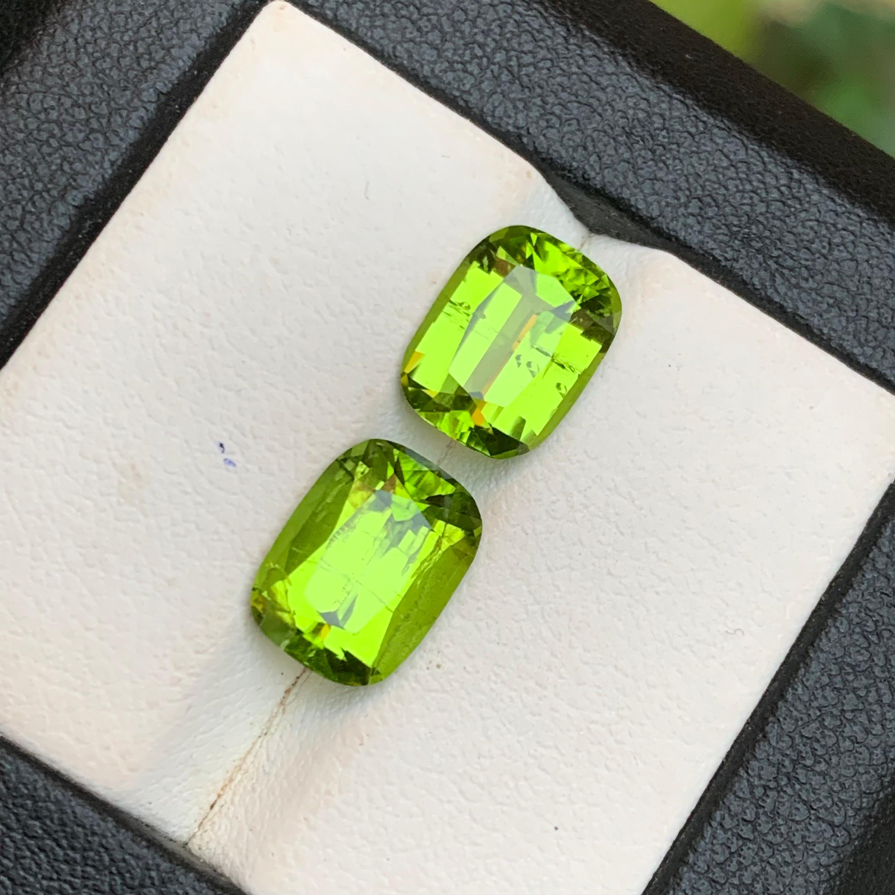 Peridot vert vif 6.81 Ct Cushion Cut Natural Loose Gemstones Set for Jewelry (Jeu de pierres précieuses en vrac pour bijoux) en vente 5