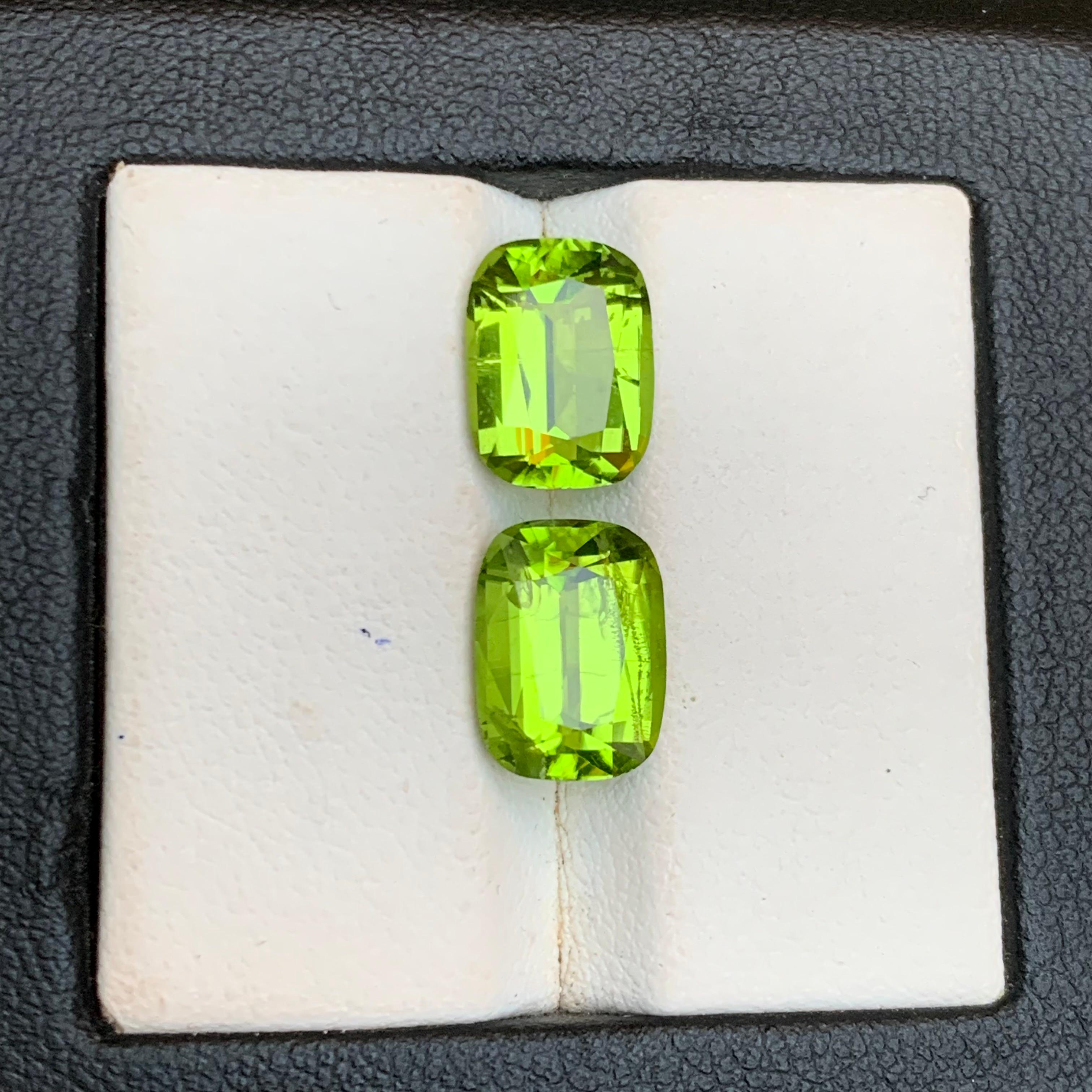 Peridot vert vif 6.81 Ct Cushion Cut Natural Loose Gemstones Set for Jewelry (Jeu de pierres précieuses en vrac pour bijoux) en vente 6