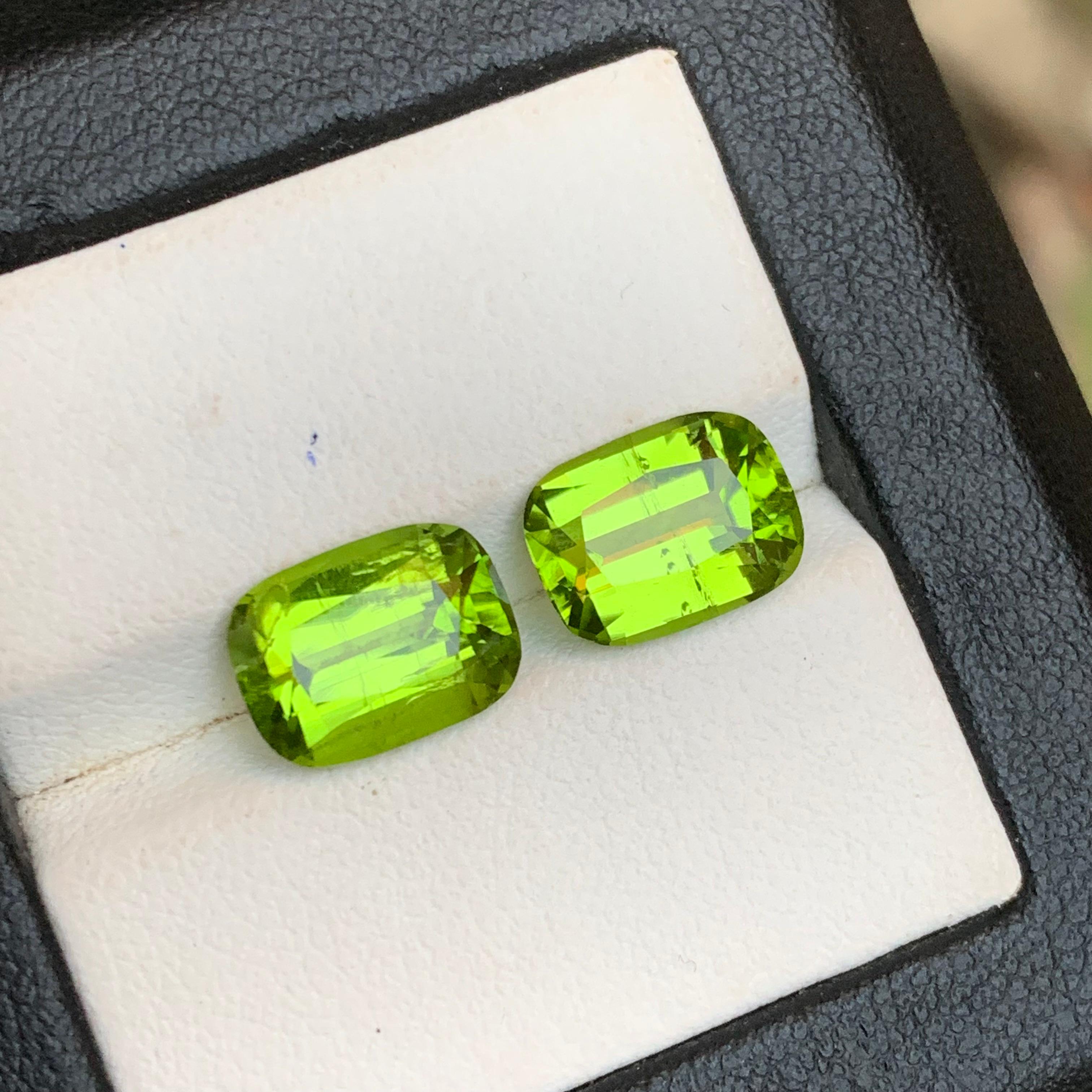 Peridot vert vif 6.81 Ct Cushion Cut Natural Loose Gemstones Set for Jewelry (Jeu de pierres précieuses en vrac pour bijoux) en vente 7