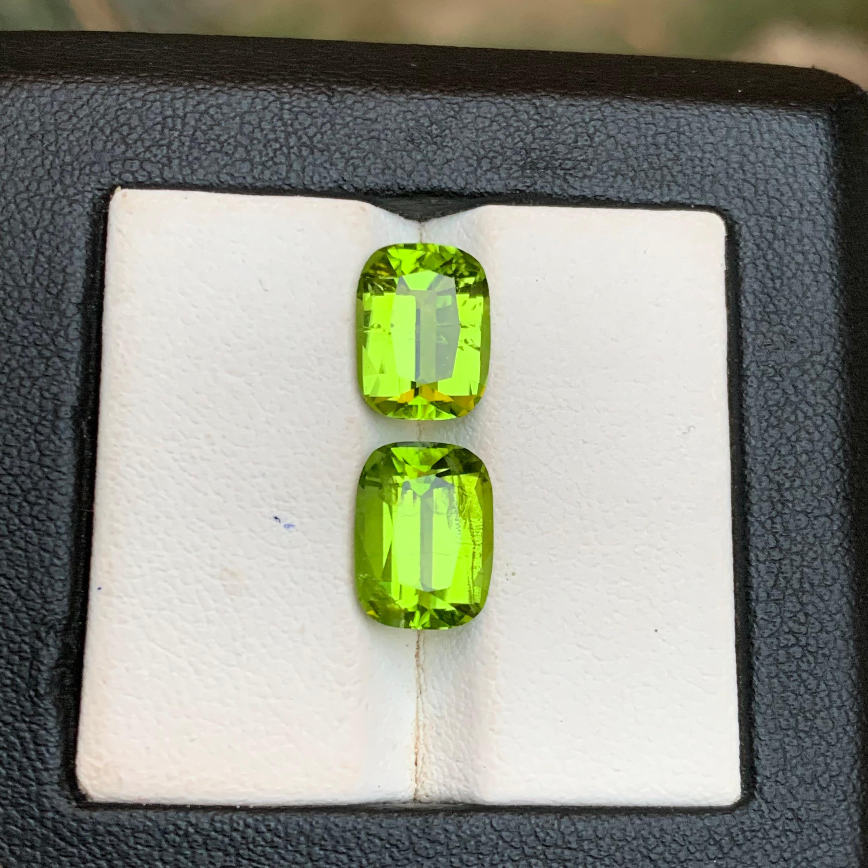Peridot vert vif 6.81 Ct Cushion Cut Natural Loose Gemstones Set for Jewelry (Jeu de pierres précieuses en vrac pour bijoux) en vente 2