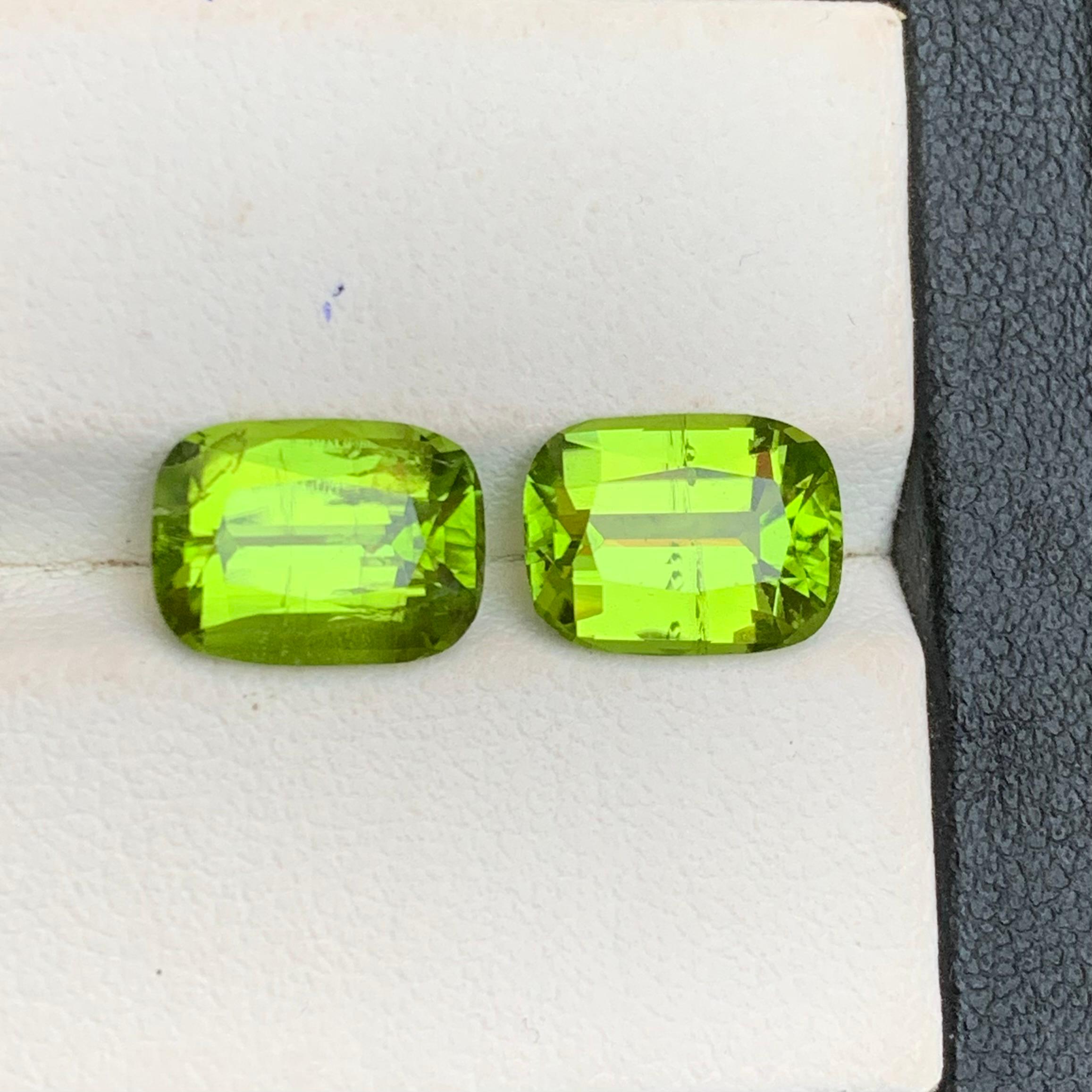 Peridot vert vif 6.81 Ct Cushion Cut Natural Loose Gemstones Set for Jewelry (Jeu de pierres précieuses en vrac pour bijoux) en vente 3