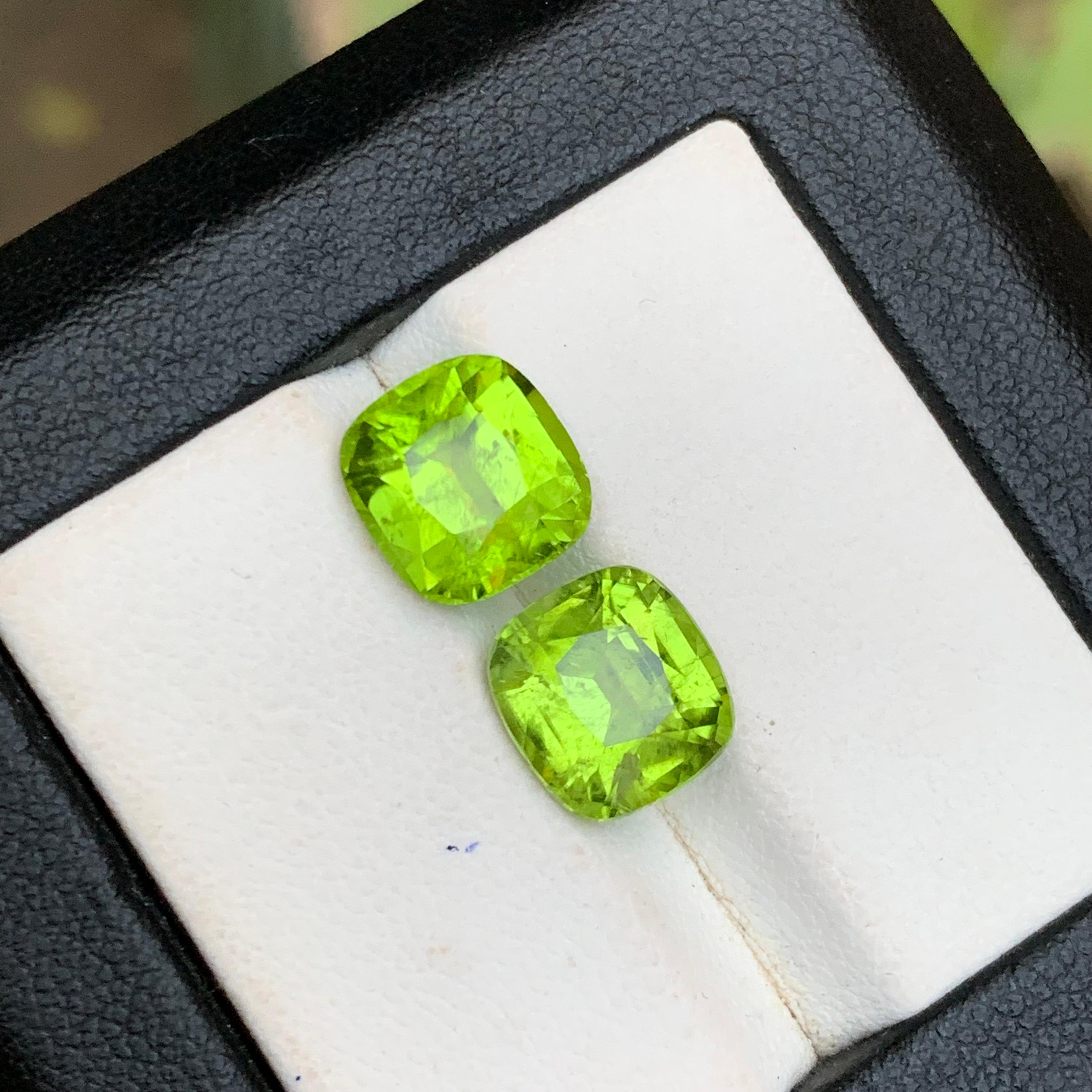 Peridot vert vif 6.88 Ct Cushion Cut Natural Loose Gemstones Set for Jewelry (Jeu de pierres précieuses en vrac pour bijoux) en vente 4