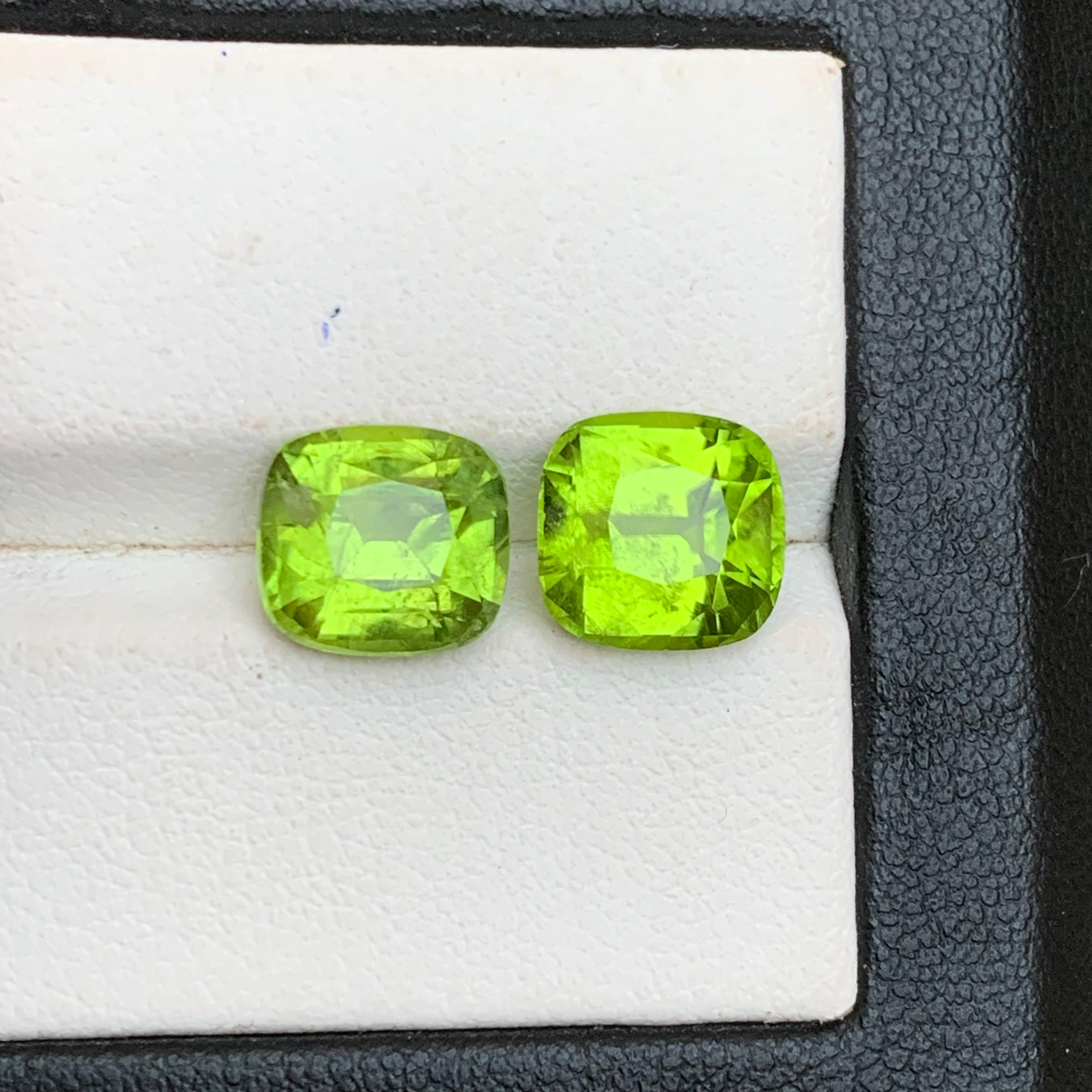 Peridot vert vif 6.88 Ct Cushion Cut Natural Loose Gemstones Set for Jewelry (Jeu de pierres précieuses en vrac pour bijoux) en vente 5