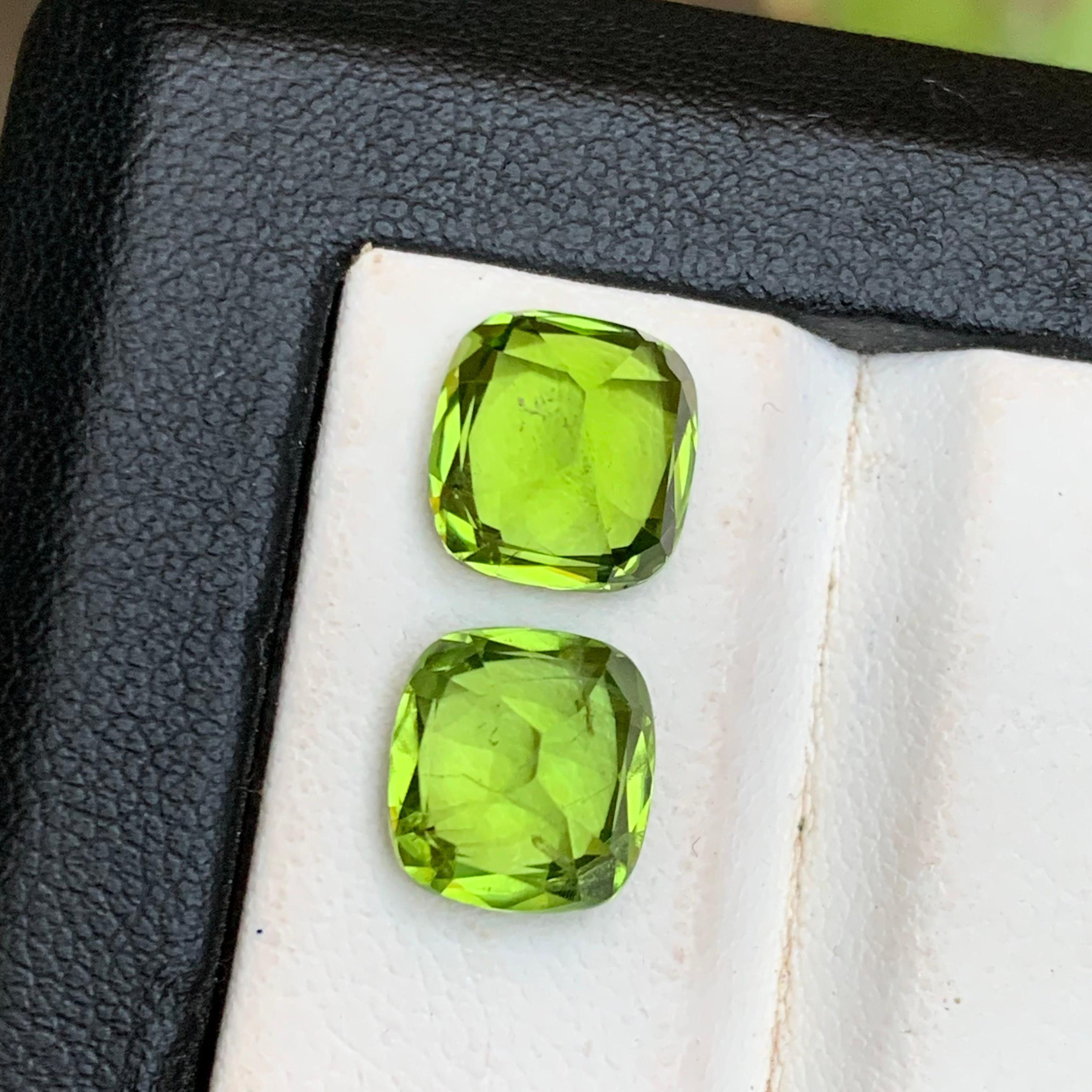 Peridot vert vif 6.88 Ct Cushion Cut Natural Loose Gemstones Set for Jewelry (Jeu de pierres précieuses en vrac pour bijoux) en vente 2