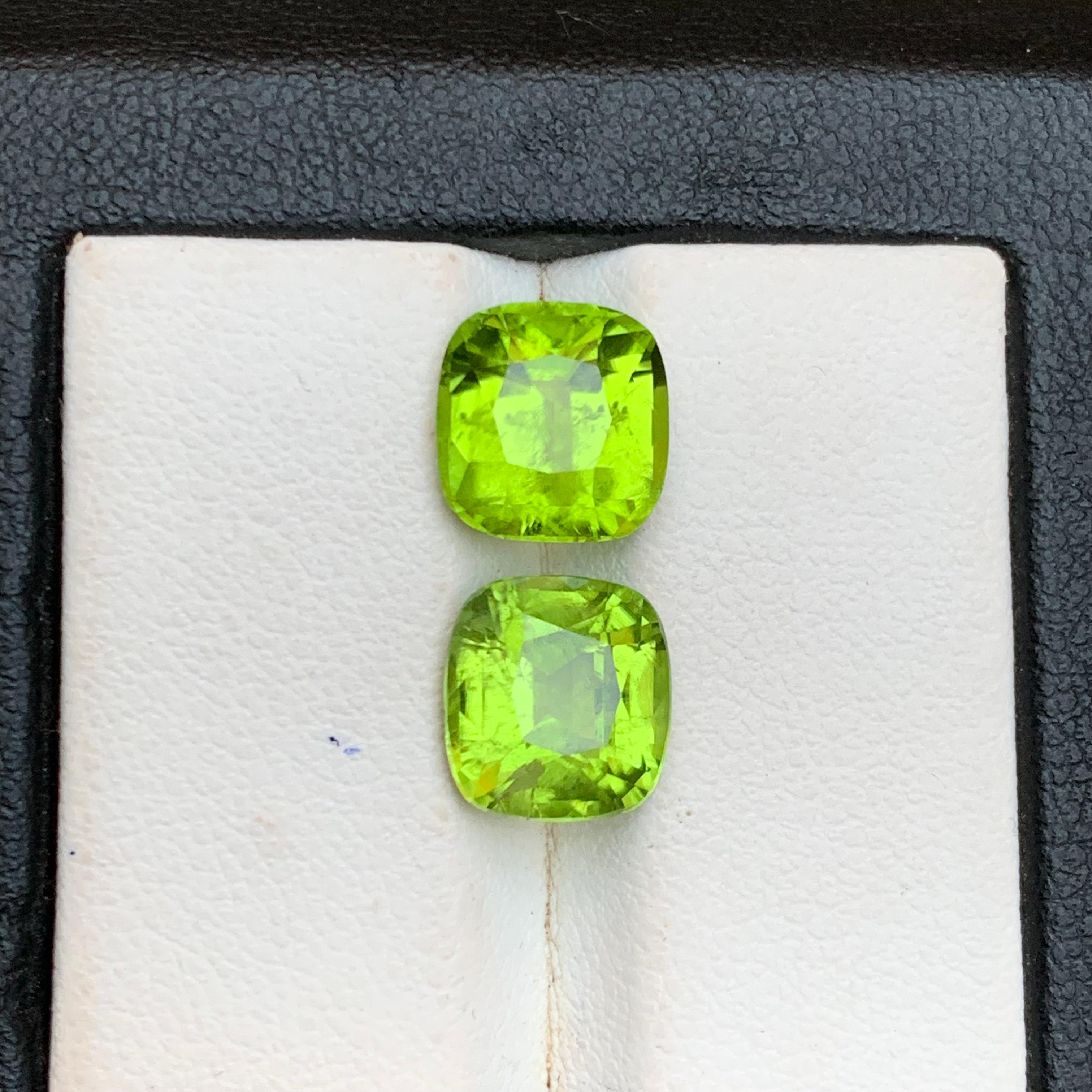 Peridot vert vif 6.88 Ct Cushion Cut Natural Loose Gemstones Set for Jewelry (Jeu de pierres précieuses en vrac pour bijoux) en vente 3