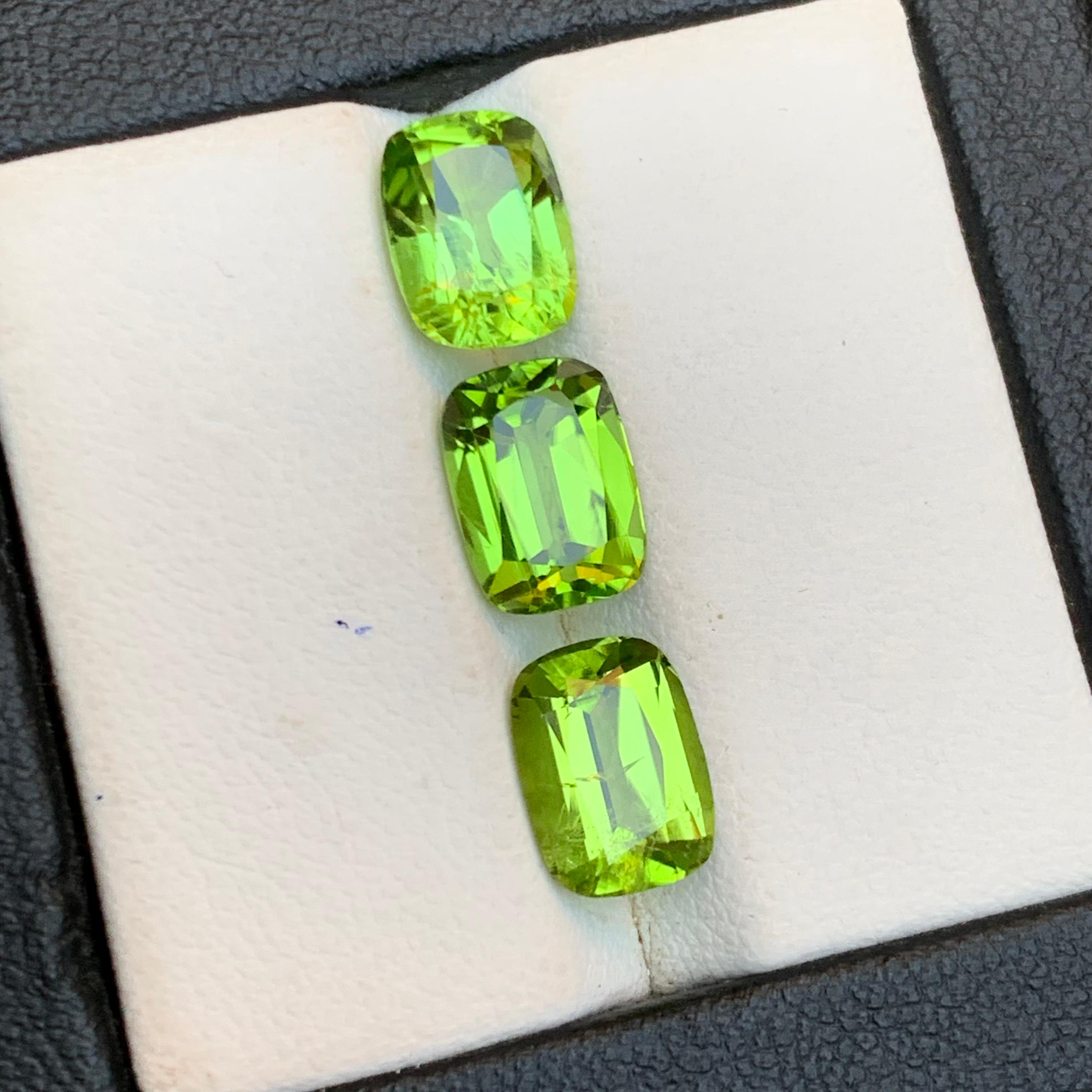 Vivid Green Peridot 7.28 Ct Cushion Cut Natürliche Lose Edelsteine Paket-Schmuck im Angebot 5