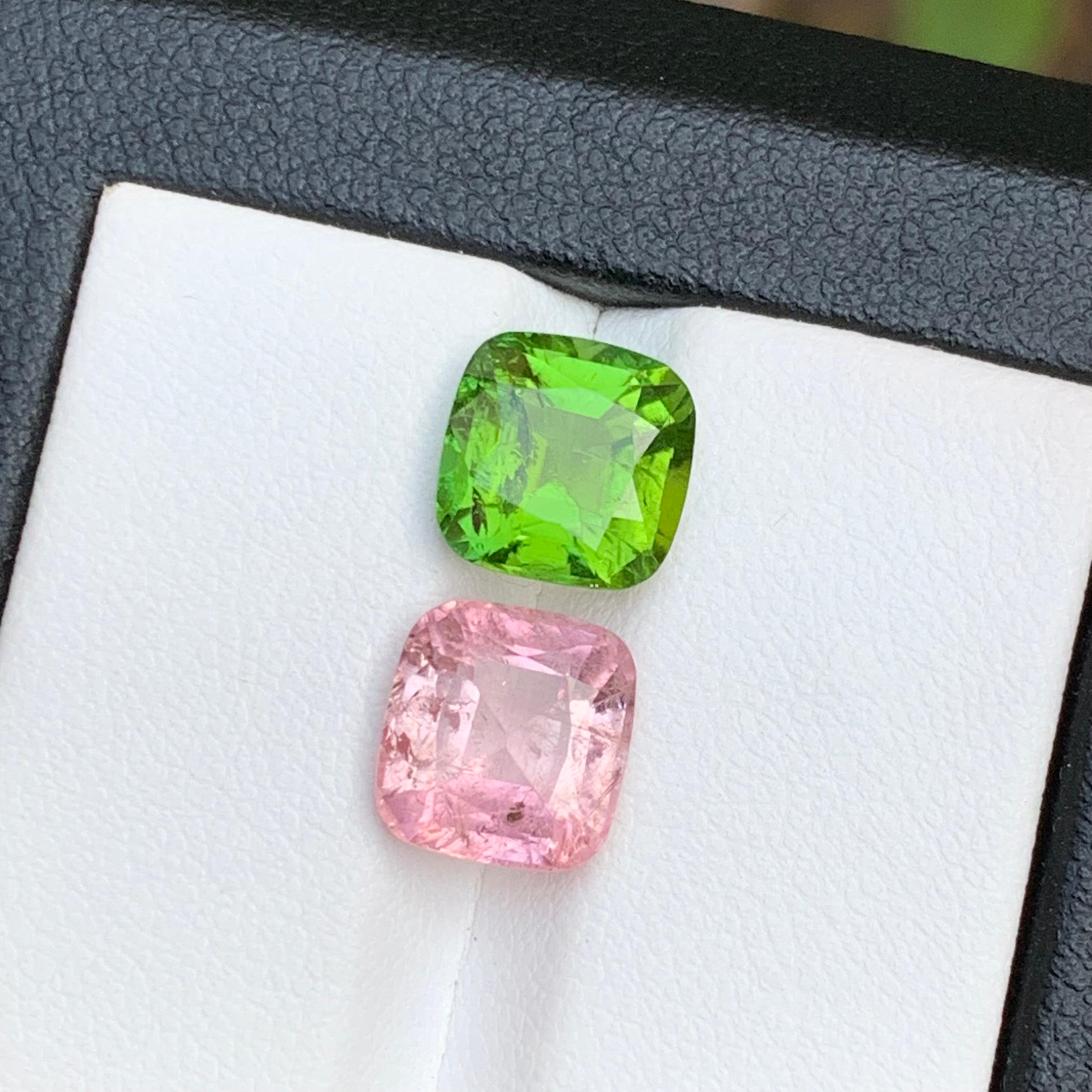 Verde vivo y rosa turmalina natural suelta Gemston Par inverso 5,65 Ct-Joyería en venta 4
