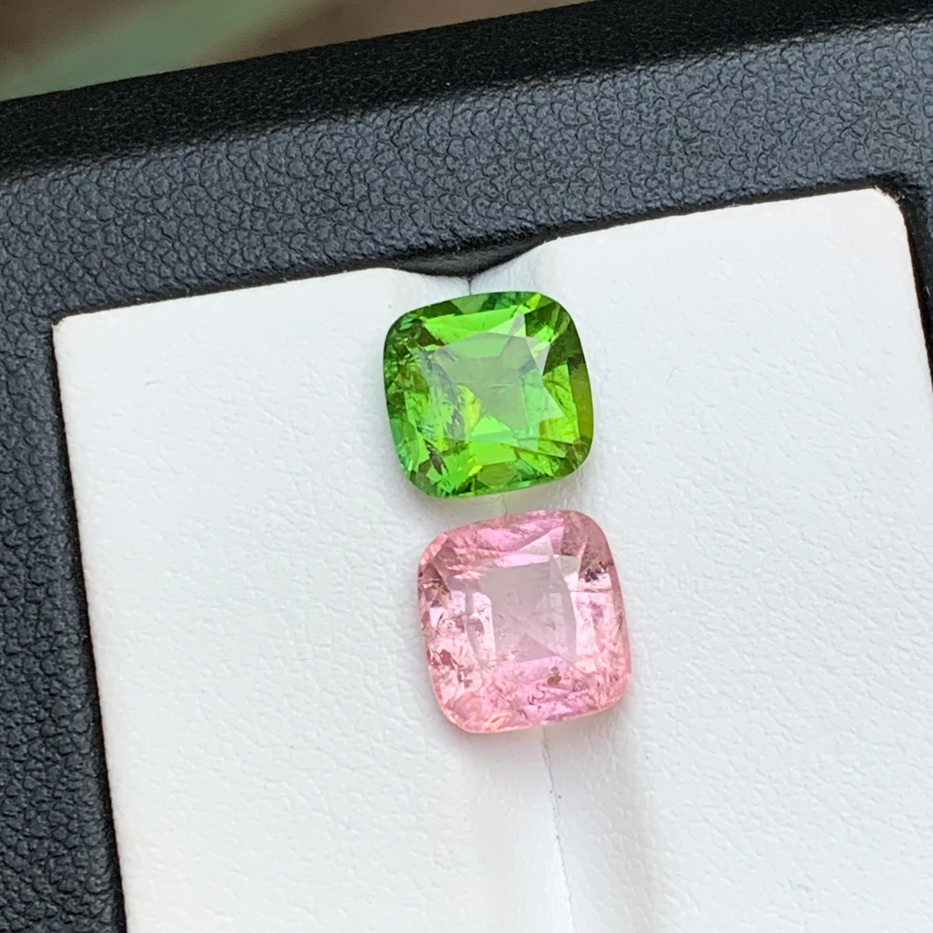 Verde vivo y rosa turmalina natural suelta Gemston Par inverso 5,65 Ct-Joyería en venta 6
