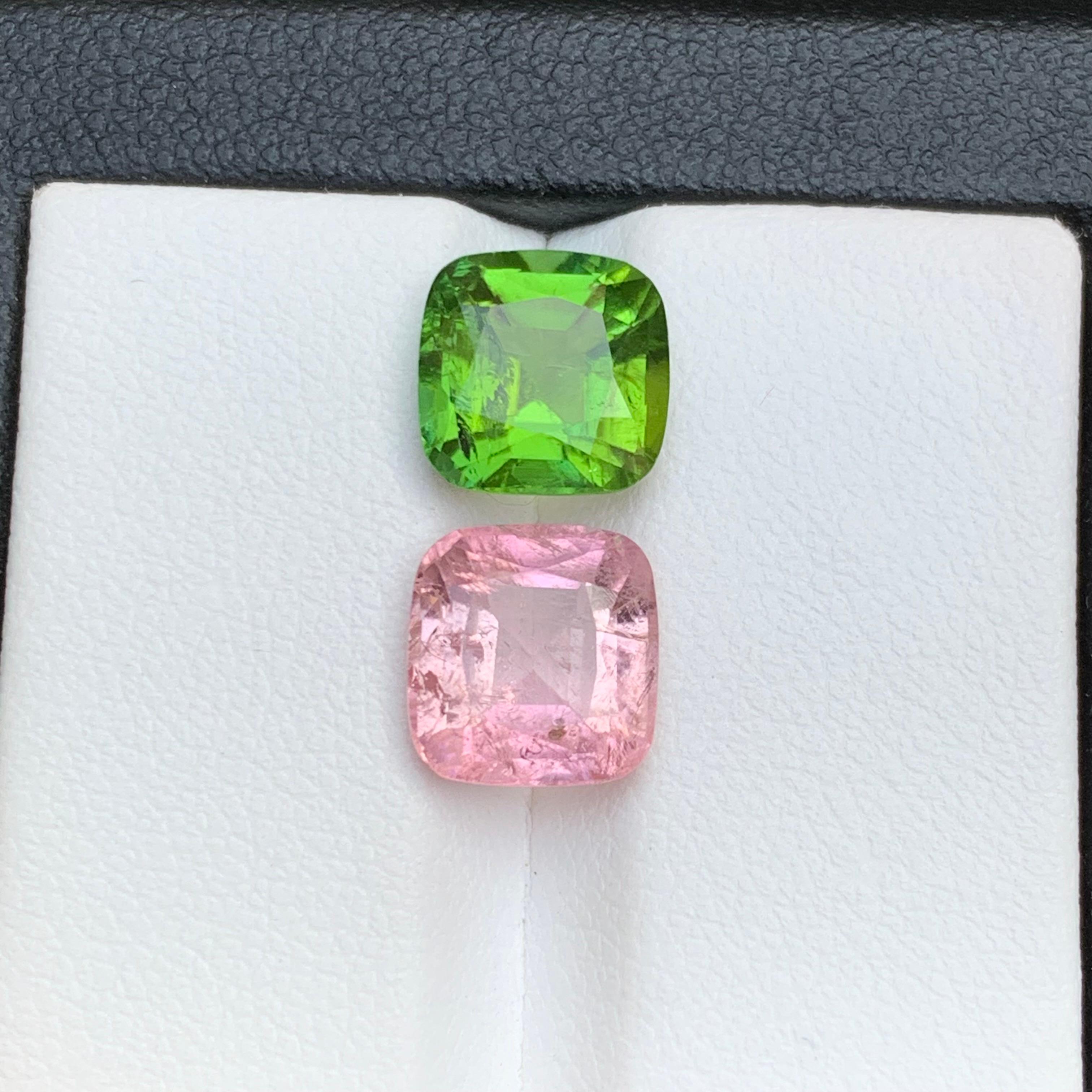 Verde vivo y rosa turmalina natural suelta Gemston Par inverso 5,65 Ct-Joyería en venta 1