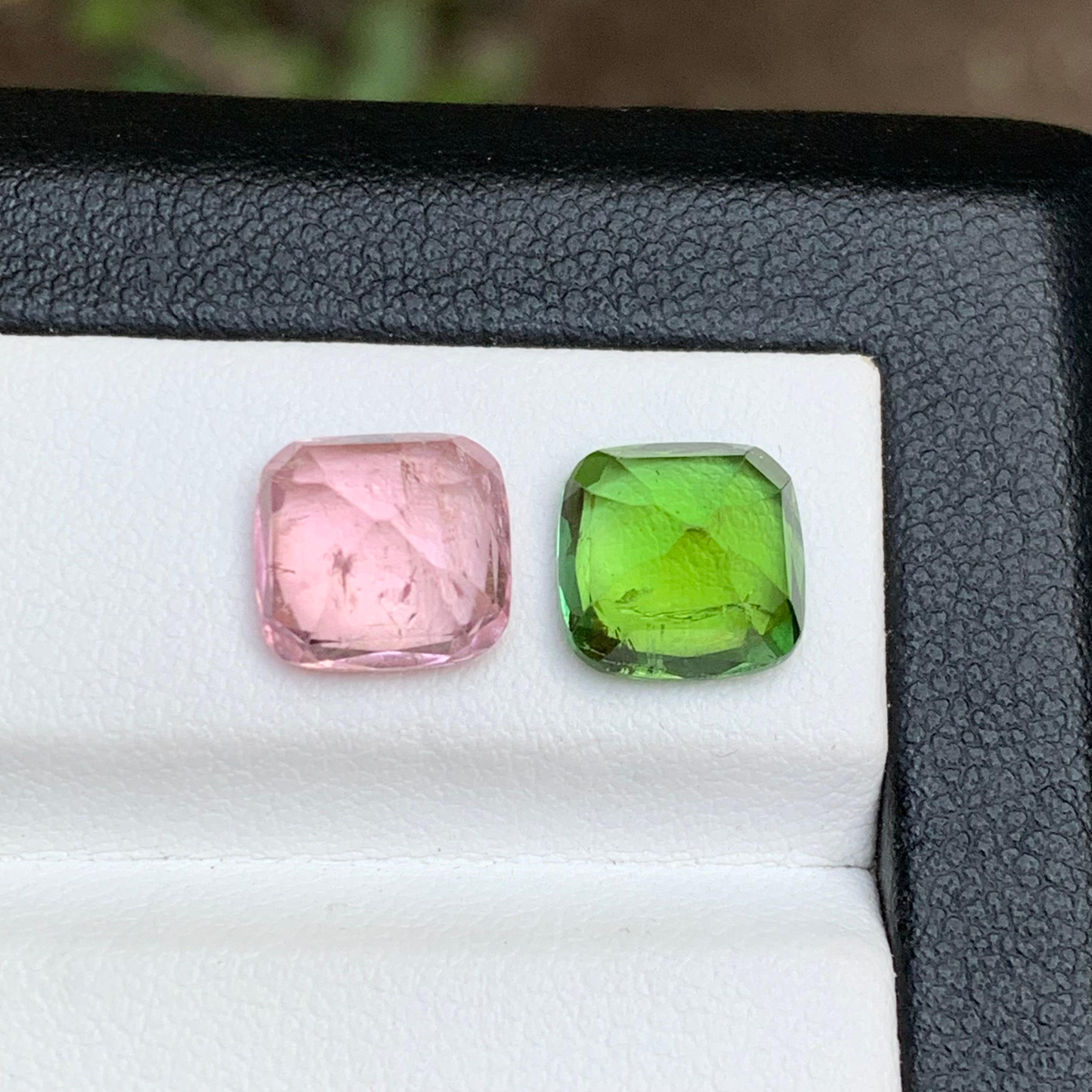 Verde vivo y rosa turmalina natural suelta Gemston Par inverso 5,65 Ct-Joyería en venta 2