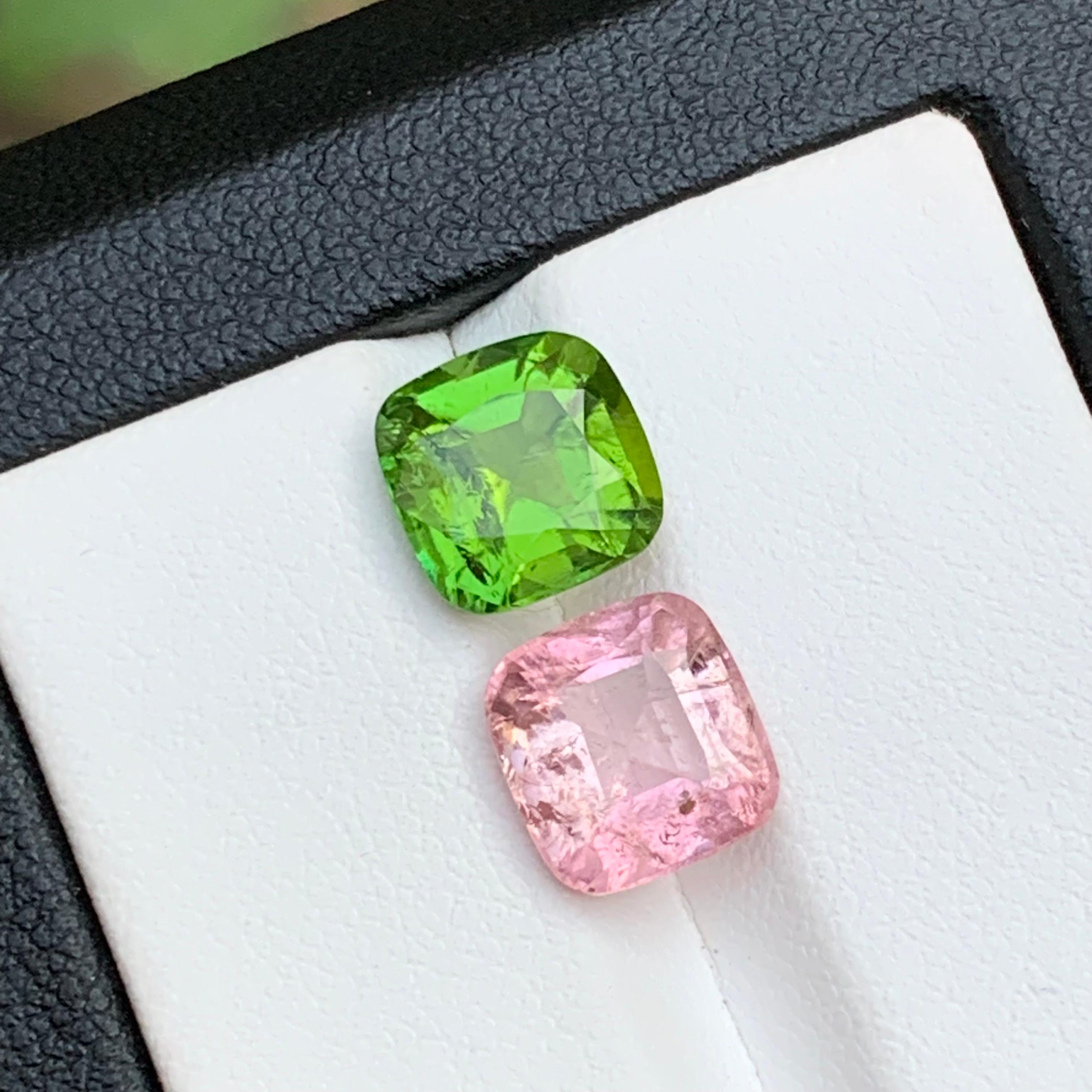 Verde vivo y rosa turmalina natural suelta Gemston Par inverso 5,65 Ct-Joyería en venta 3