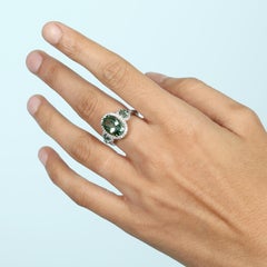 Vivid Mint Tourmaline 3 Stone Ring With Diamonds Made In 18k White Gold