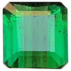 Vivid Green Tourmaline 3.35 Ct Emerald Cut Natural Loose Gemstone for Ring Jewel