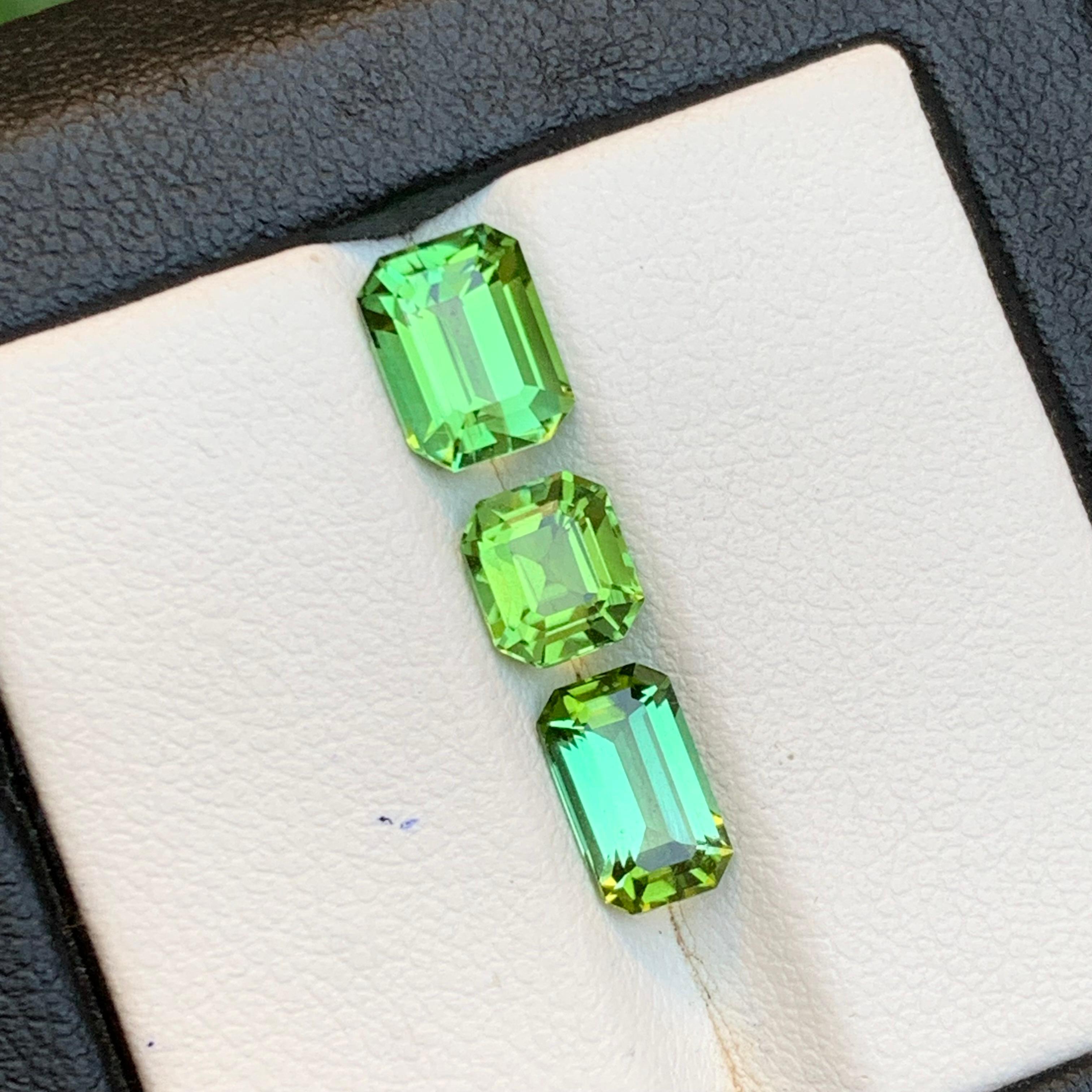 Vivid Green Tourmaline 4.03 Ct Emerald Cut Natural Loose Gemstone Parcel-Jewelry en vente 4