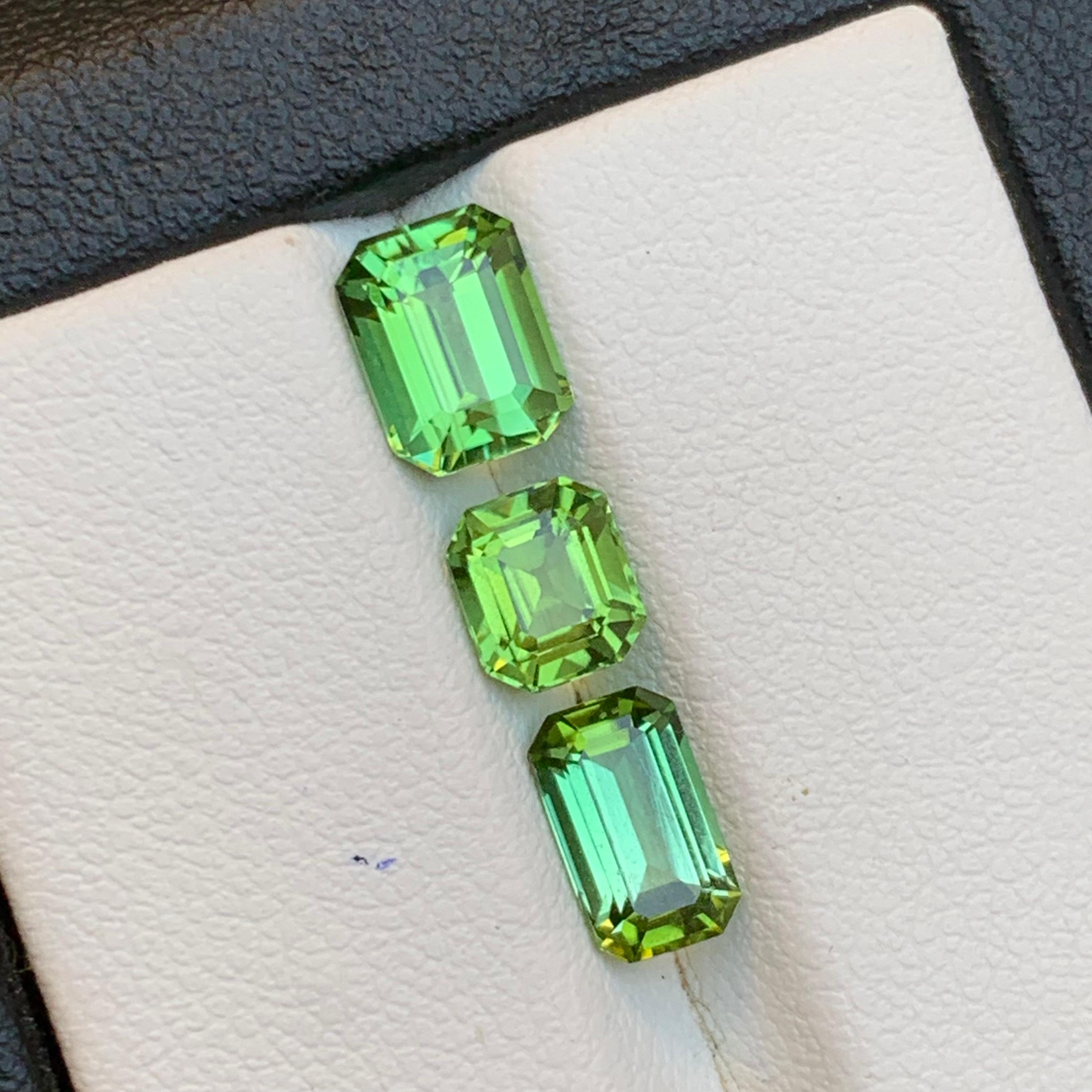 Vivid Green Tourmaline 4.03 Ct Emerald Cut Natural Loose Gemstone Parcel-Jewelry en vente 7