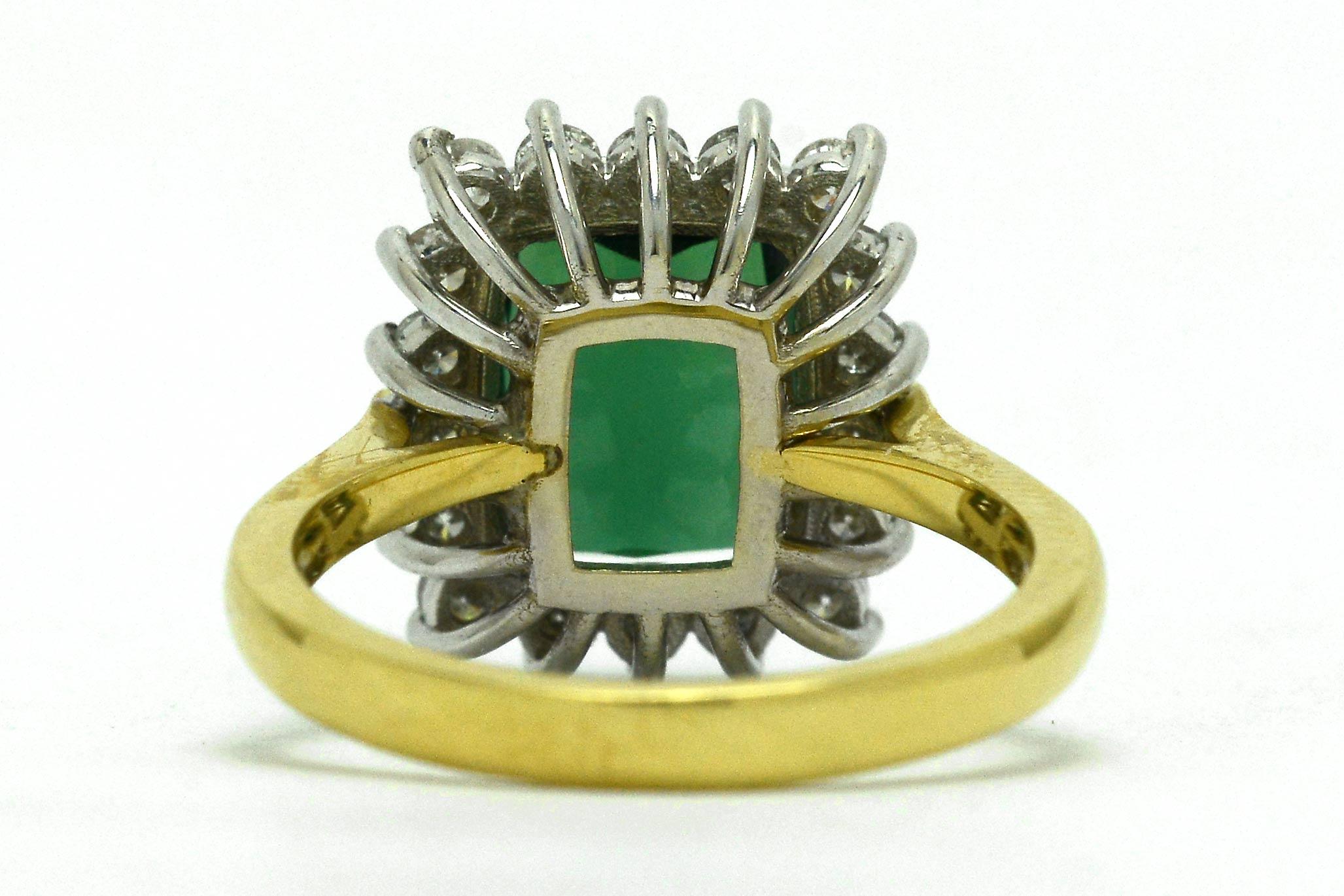 Cushion Cut Vivid Green Tourmaline Engagement Ring Cocktail Gemstone 4 Carat Diamond Halo