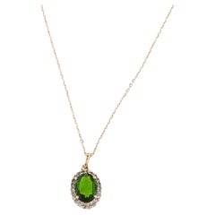 Luxury 14K Diopside & Diamond Pendant - Stunning Gemstone Statement Piece (Pendentif en pierres précieuses)