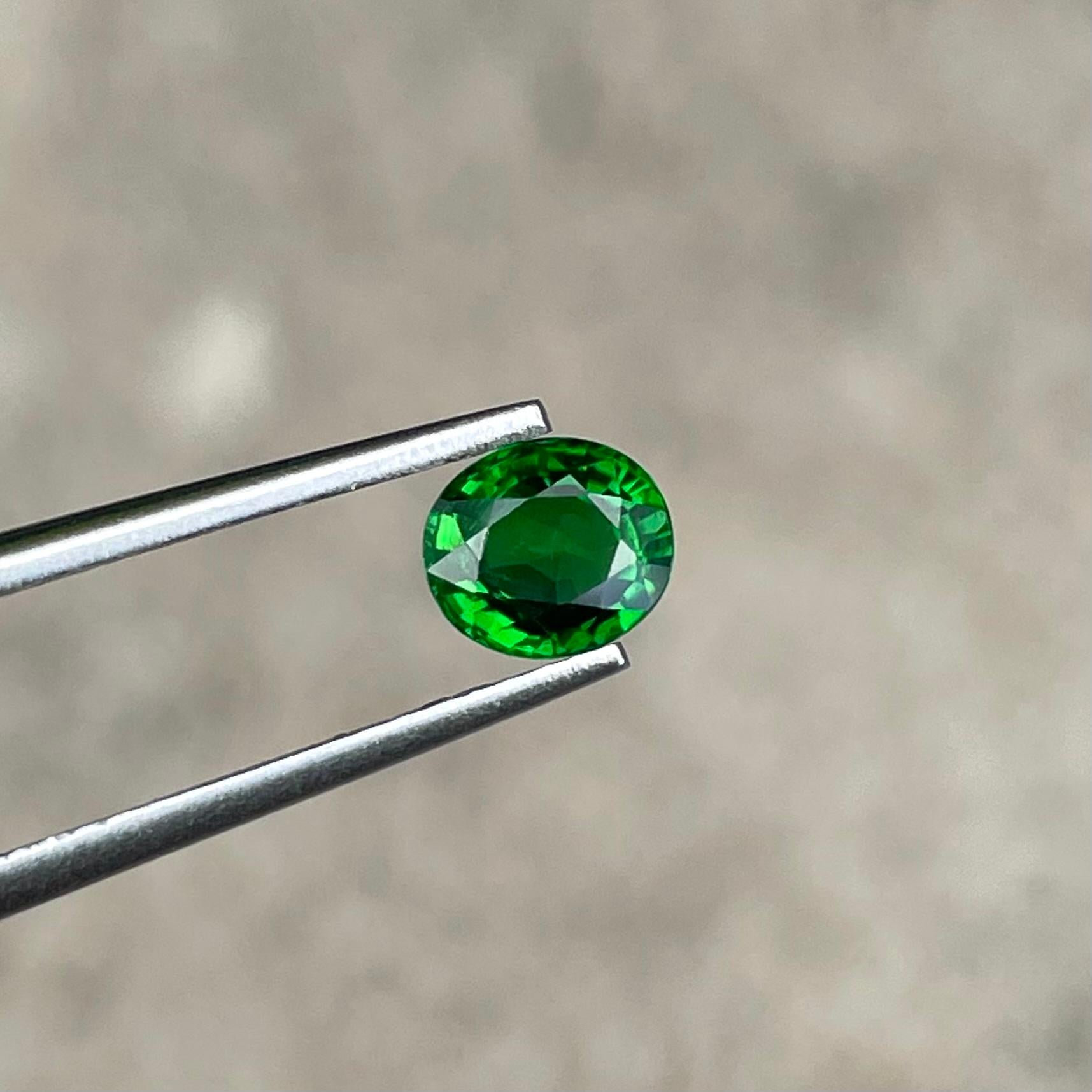 Modern Vivid Green tsavorite garnet 0.80 carats Oval Cut Natural Gemstone From Kenya For Sale