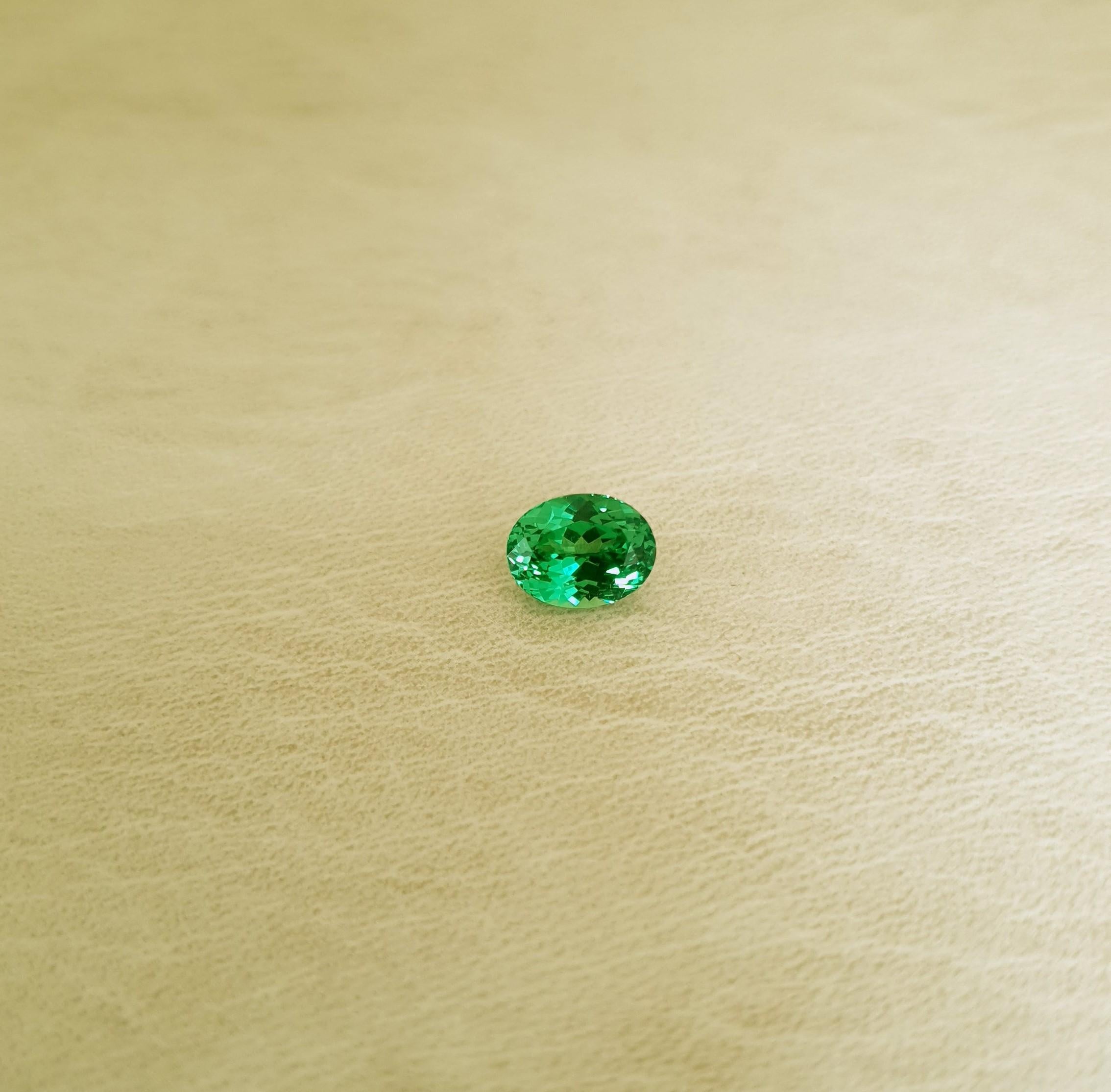Vivid Green Tsavorite Garnet, Faceted Gem, 2, 44 Ct. Loose Gemstone, Oval For Sale 3