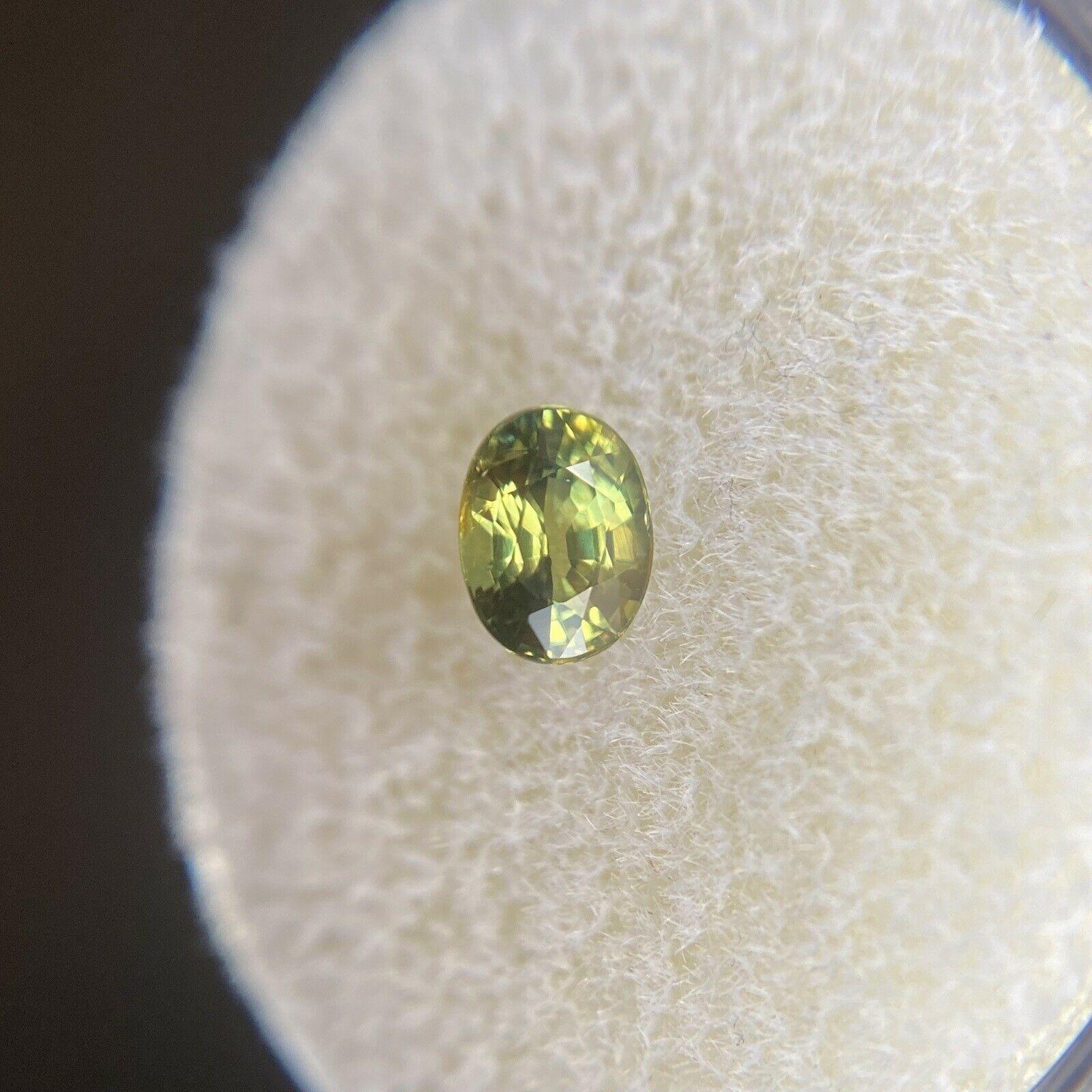 Women's or Men's Vivid Green Yellow Untreated Sapphire 0.57ct Australian Oval Cut Gem