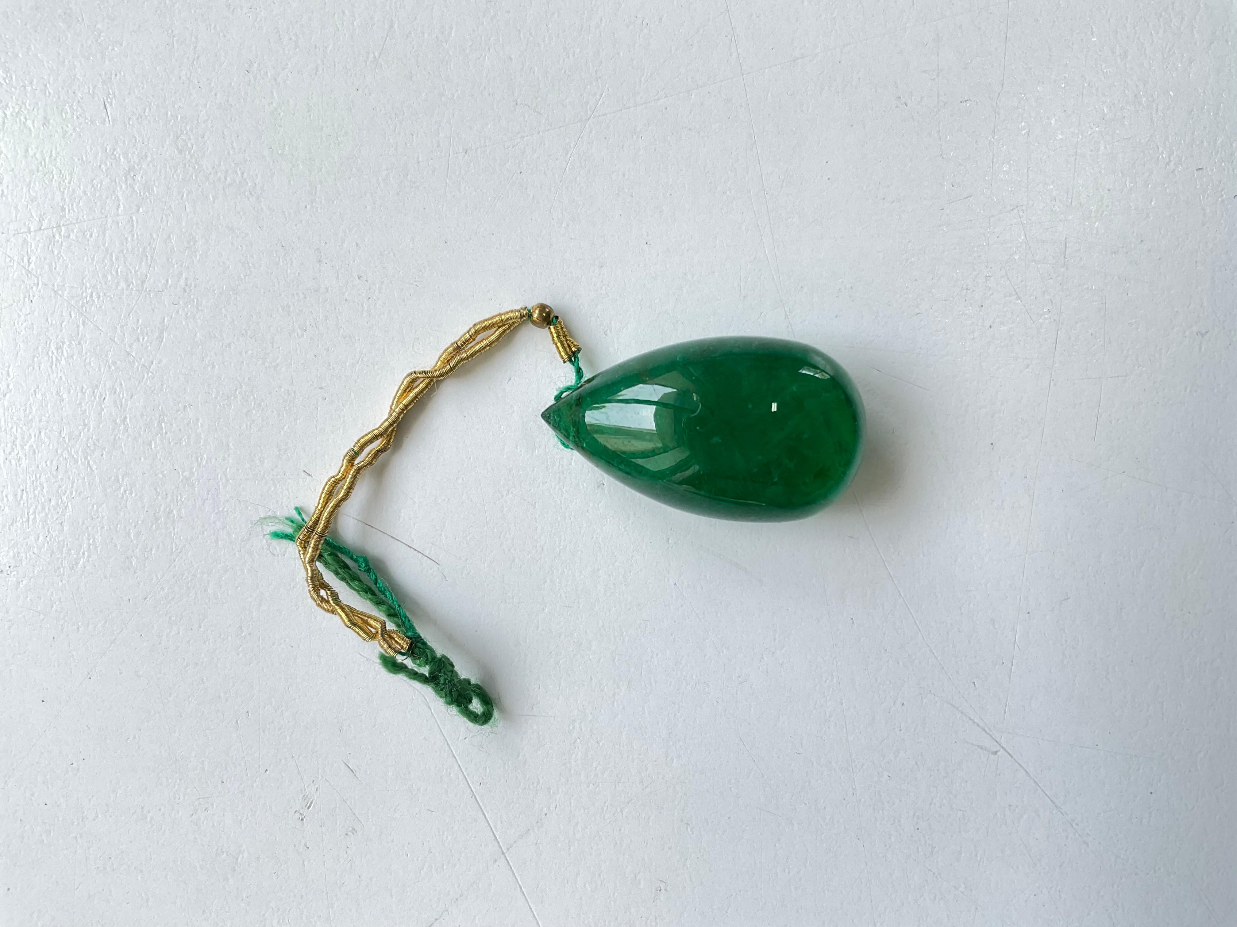 Art Deco Vivid Green Zambian Emerald Tear Drop Natural Gemstone for Jewelry For Sale