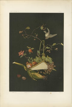 Vivid Hand-Colored Lithograph from Audsley’s The Ornamental Arts of Japan, 1884