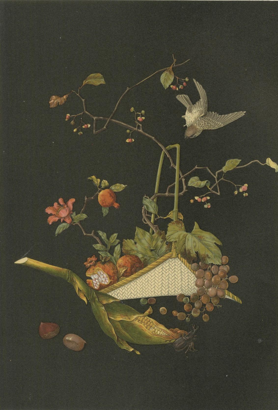 Vivid handkolorierte Lithographie aus Audsleys The Ornamental Arts of Japan, 1884 (Papier) im Angebot