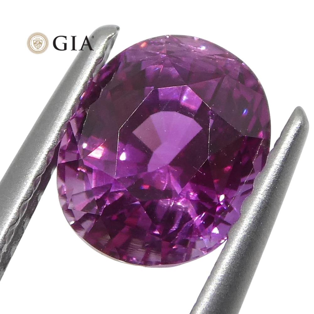 Brilliant Cut Vivid Intense Pink Sapphire 1.85ct Oval GIA Certified Madagascar For Sale