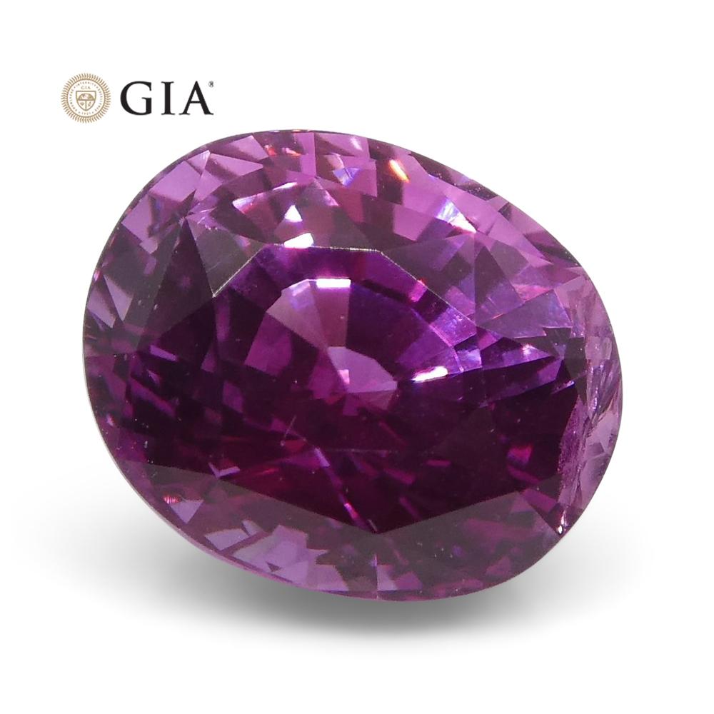 Vivid Intense Pink Sapphire 1.85ct Oval GIA Certified Madagascar For Sale 1